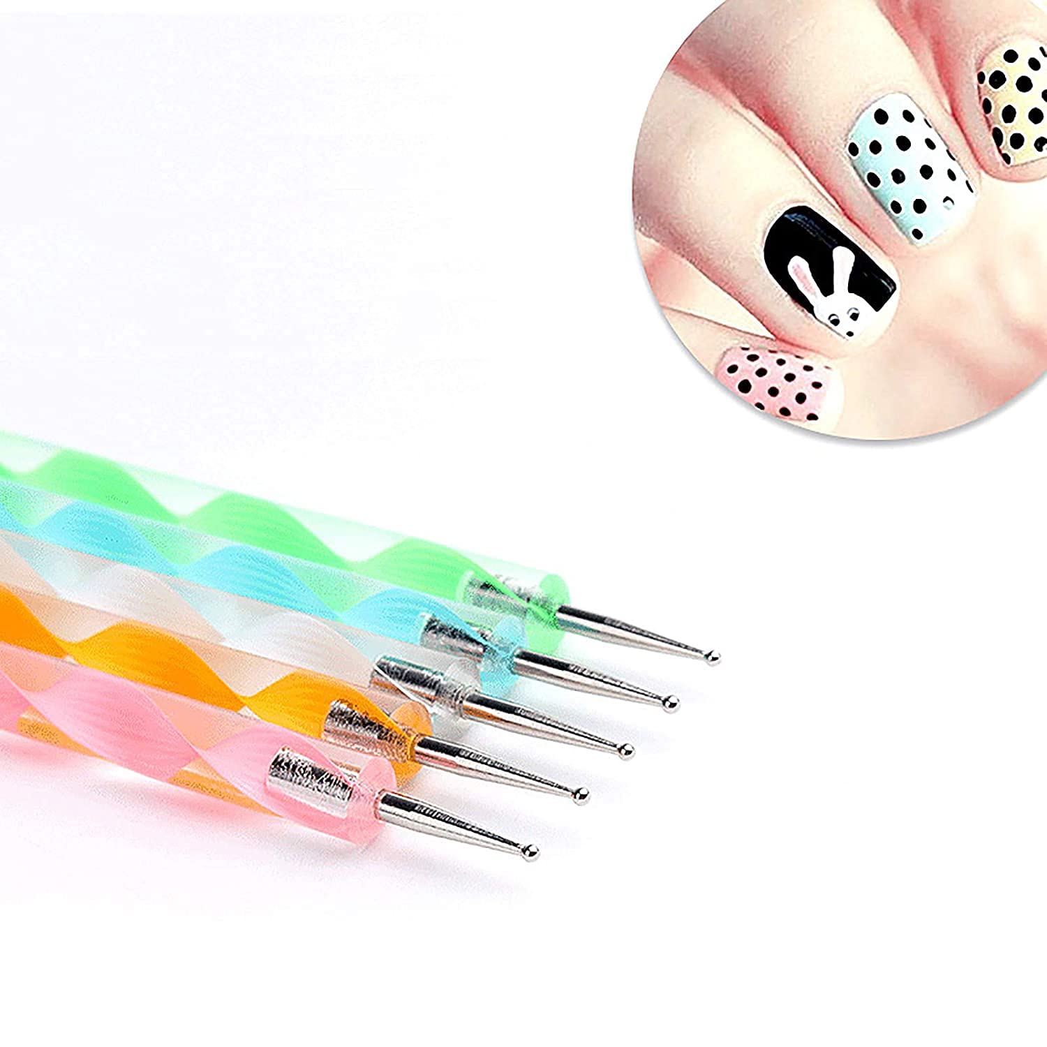 20-Piece Nail Art Pen Set with 5 Dual-End Dotting Tools & 15 Brushes for UV Gel Polish - Professional DIY Nail Design Kit for Manicure, Salon & Home Use