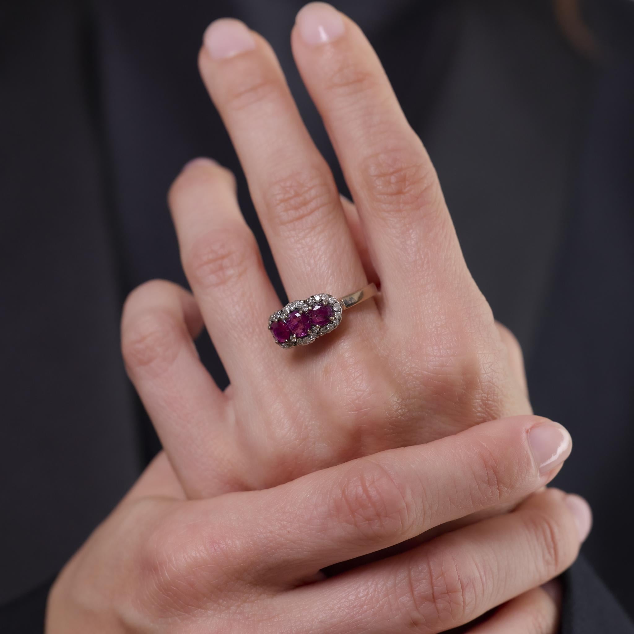 1.05 Carat GIA Certified Vintage Burma No Heat Pink Sapphire 14K Yellow Gold 3-Stone Ring - Perfect for Engagement, Anniversary & Special Occasion Gifts