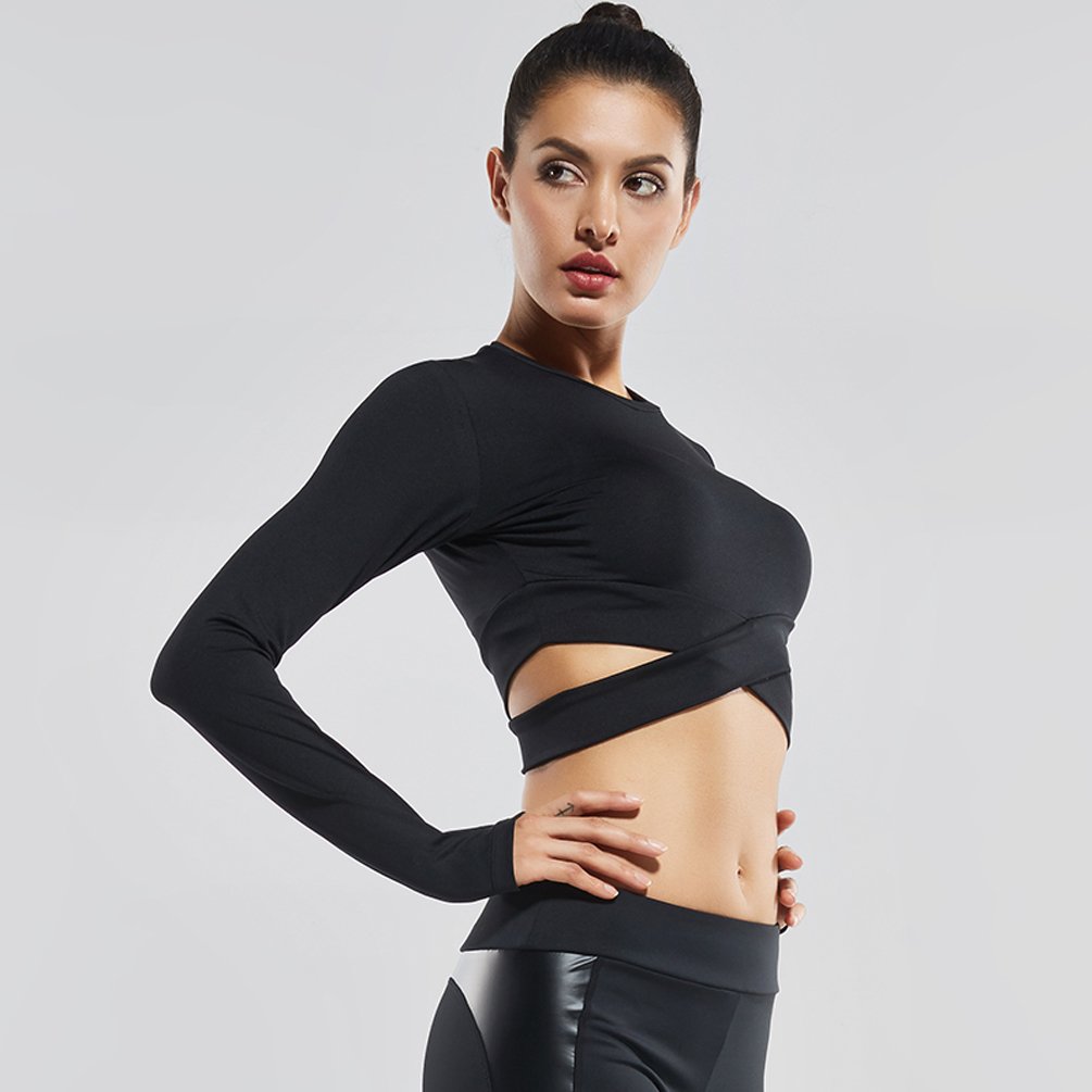 Fanceey Women's Yoga Shirt - Breathable Crop Top for Fitness, Gym & Workout | Trendy Sports Bra Alternative for Yoga, Pilates & Running