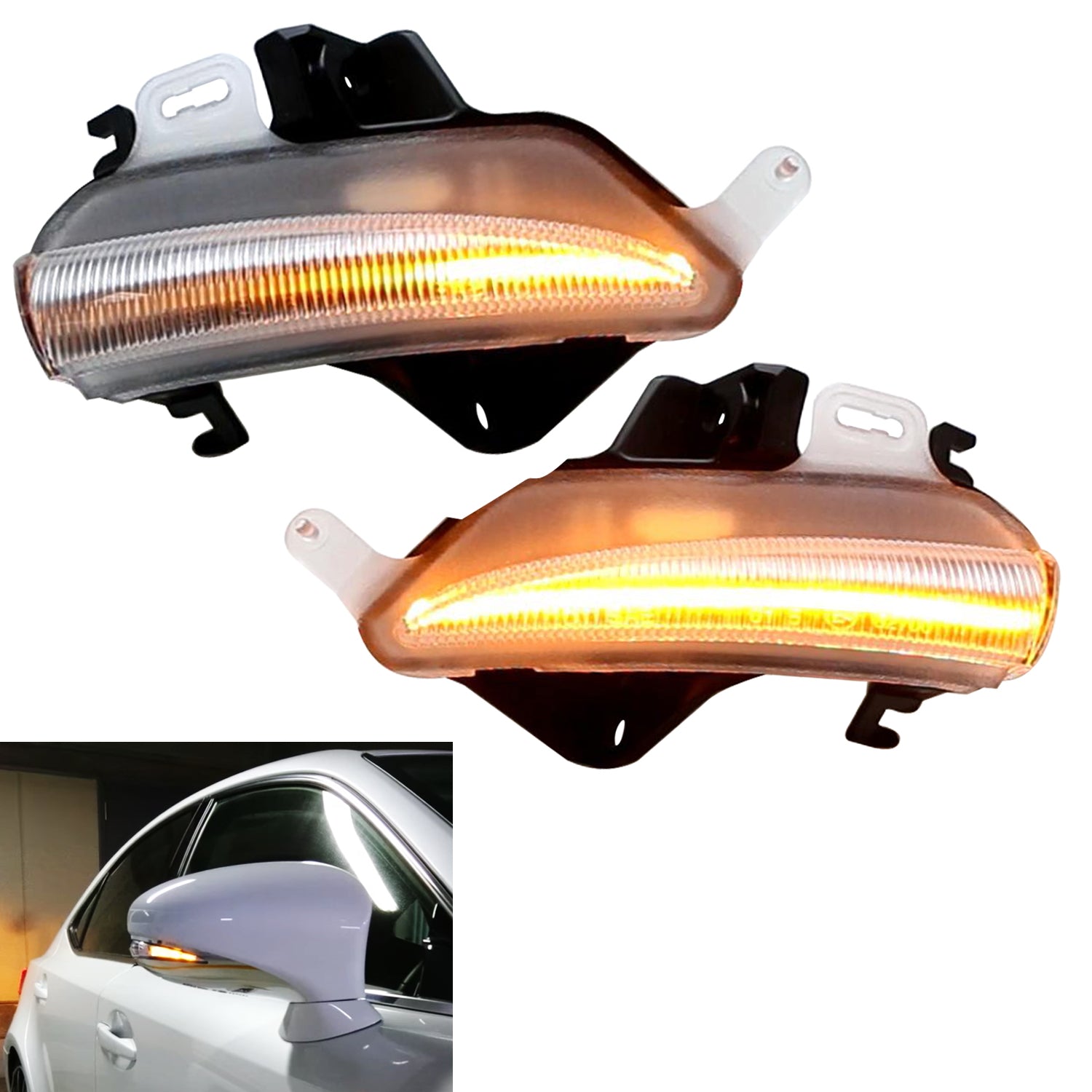Clear Lens Sequential LED Side Mirror Turn Signal Light for Lexus IS RC ES LS CT - Enhanced Visibility & Style for Safe Driving & Nighttime Use