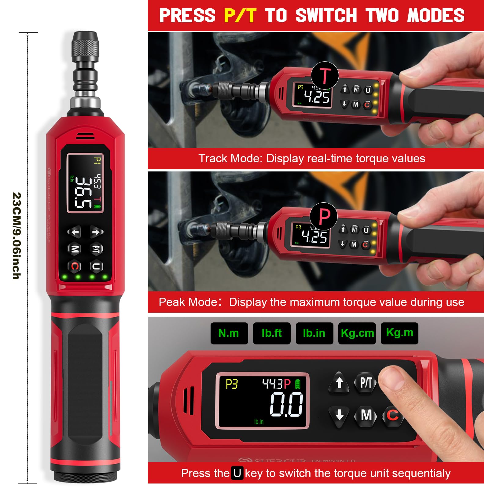 Precision Digital Torque Screwdriver 1.5-88.5in-lbs (0.15-10Nm) with ±1% Accuracy - LED Alarm, Buzzer & Vibration - 9 Preset Modes & Data Storage - Perfect for Bike Repair, Gunsmithing, Scope Mounting and Electronics Assembly