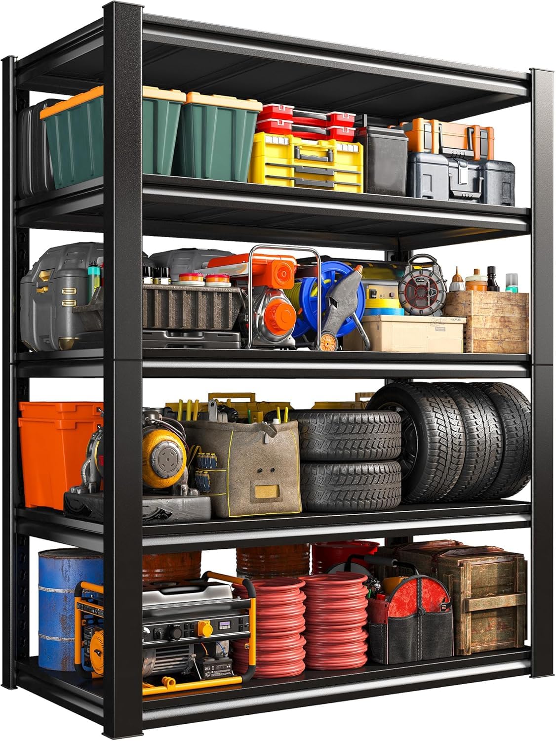 REIBII 5-Tier Heavy Duty Metal Garage Shelving Unit - 2500LBS Capacity Storage Rack (40
