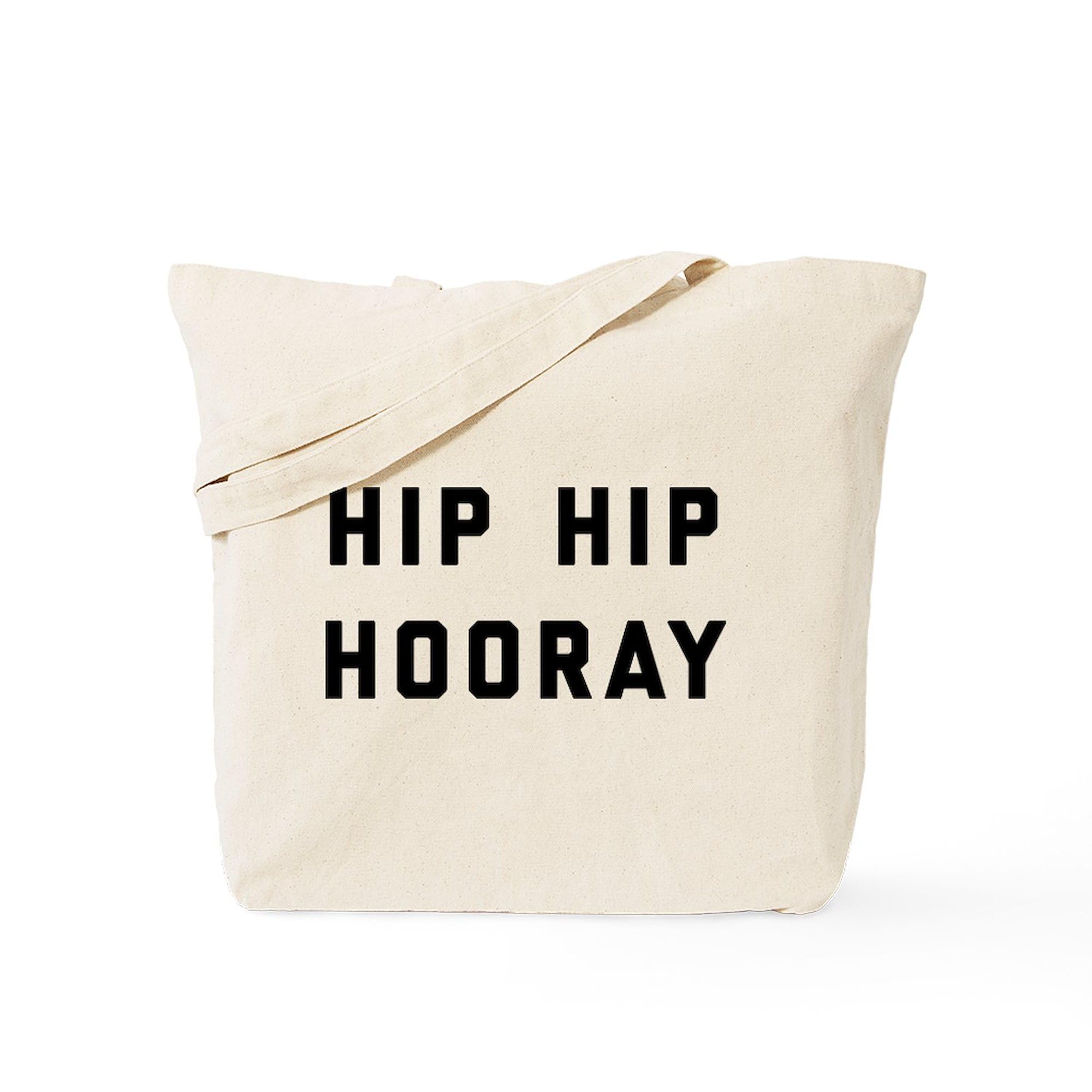 Hip Hip Hooray Reusable Canvas Tote Bag - Eco-Friendly Natural Shopping Bag for Groceries, Beach & Daily Use