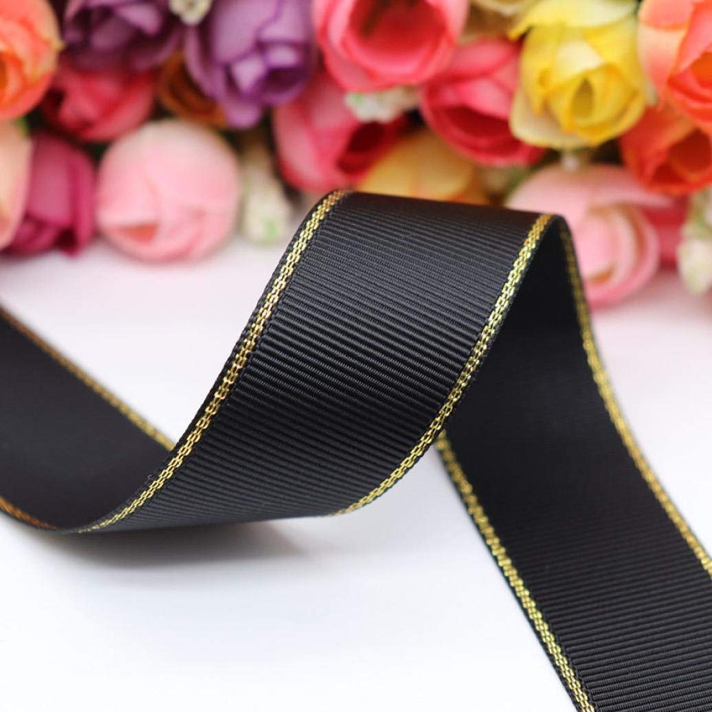 10 Yards Glitter Gold Edge Double Sided Grosgrain Ribbon for Hair Bows, Gift Wrapping, DIY Crafts - Perfect for Wedding Decor, Scrapbooking & Party Supplies