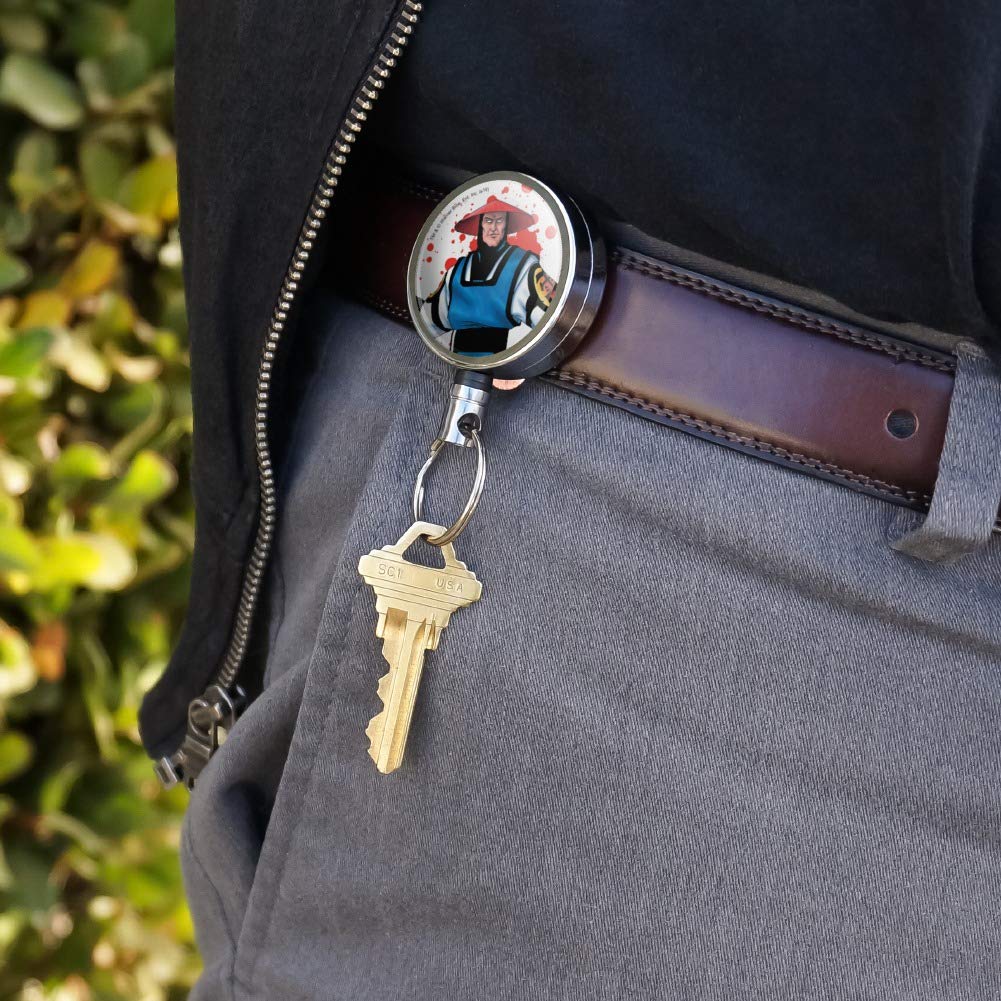 Mortal Kombat Raiden Heavy Duty Metal Retractable Badge Reel - ID Card Holder with Belt Clip - Perfect for Gaming Conventions, Work Security & Cosplay Events
