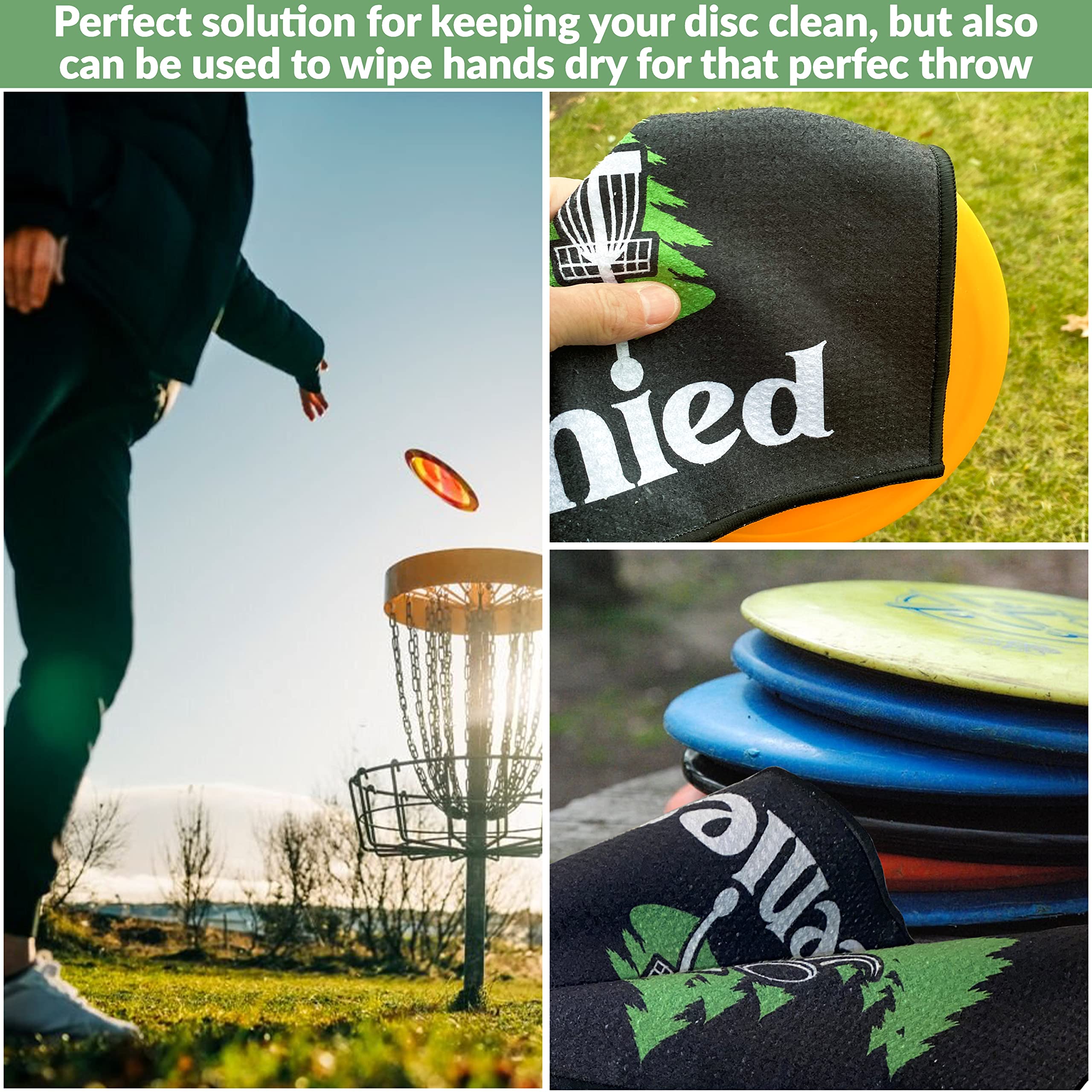 Premium Microfiber Disc Golf Towel with Carabiner Clip - Durable Golf Accessory for Cleaning Discs - Attaches to Golf Bag - Perfect for Wet or Muddy Conditions on the Course