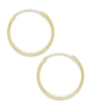 14K Yellow Gold 16mm Round Hoop Earrings for Women - Classic Dainty Everyday Jewelry - Perfect for Work, Date Night & Special Occasions
