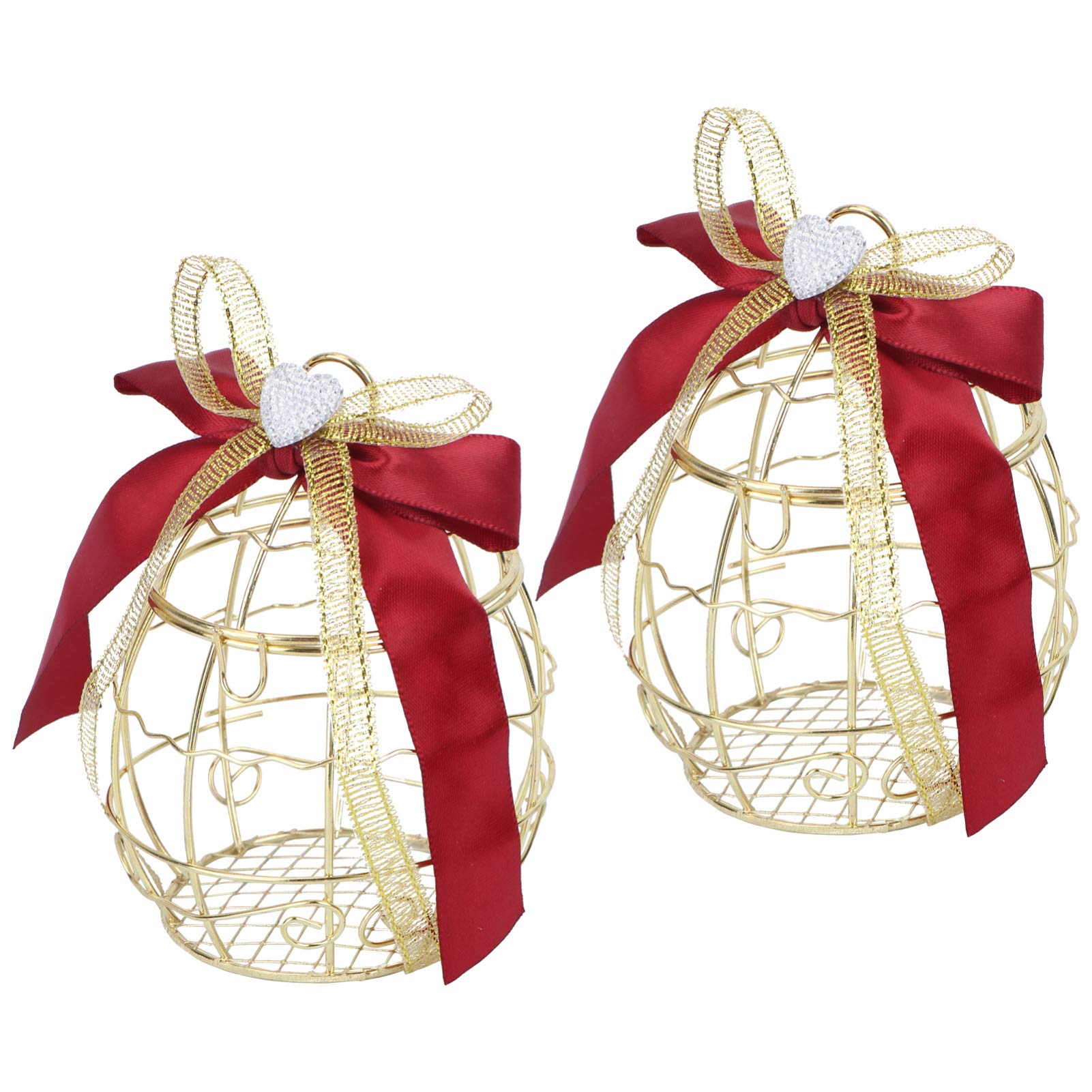 2Pcs European Hollow Tinplate Candy Box - Creative Bell-Shaped Empty Candy Gift Box for Christmas, Birthday, Party Favors & Holiday Treats (Red)