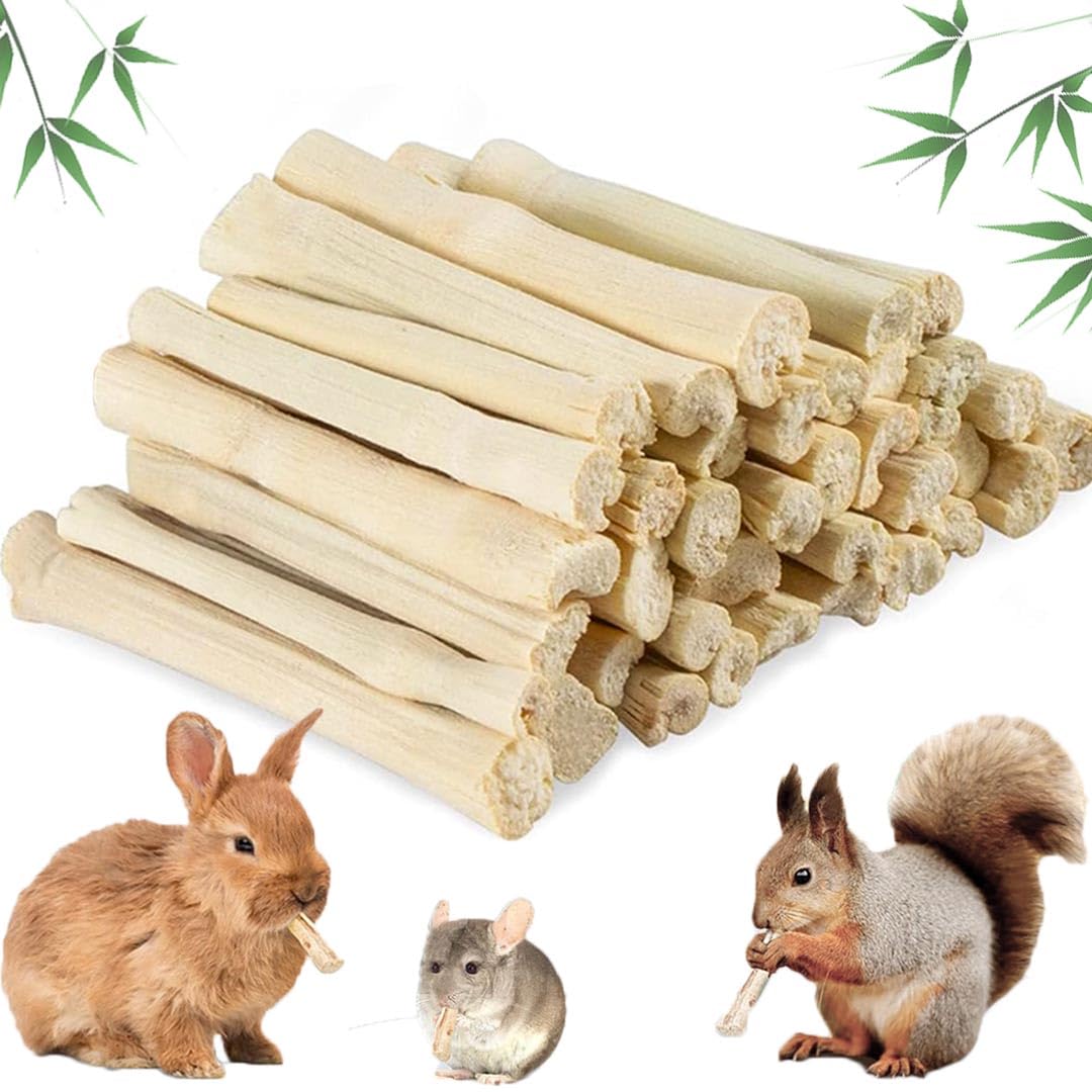 250g Natural Sweet Bamboo Chew Sticks for Rabbits, Guinea Pigs, Chinchillas, Hamsters - Healthy Small Pet Teeth Grinding Toy & Snack - Perfect for Cage Enrichment and Dental Care