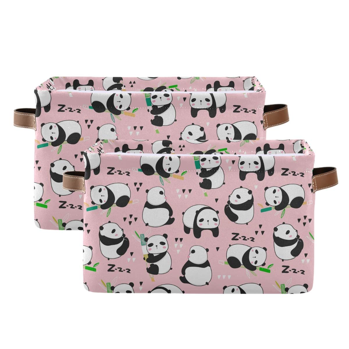 Collapsible Panda Bear Storage Bins - 2 Pack Waterproof Rectangular Organizer Baskets with Handles for Home, Toys & Closet Organization | Perfect for Kids Room, Nursery & Playroom Storage