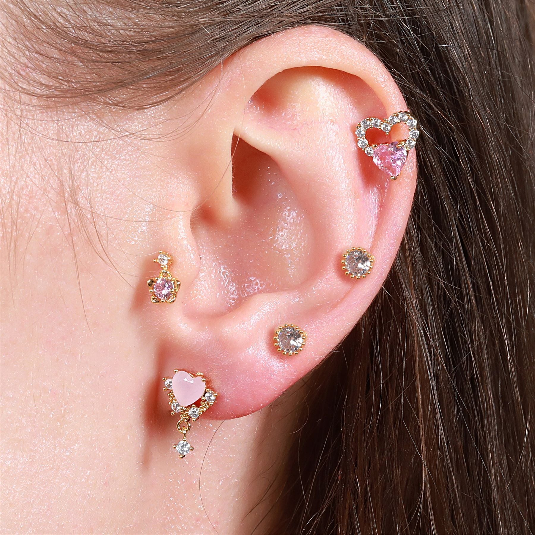 20G Pink Sweet Heart Forward Helix Conch Earrings for Women | Cartilage Hoop Earrings | EGD0433 | Perfect for Daily Wear, Parties & Gifts