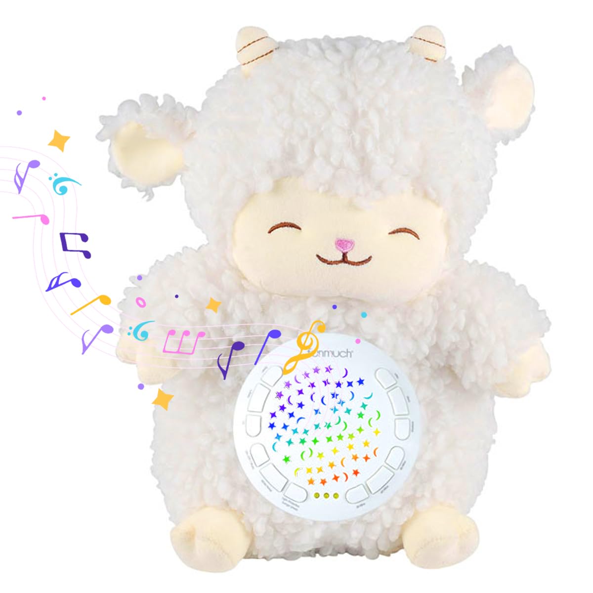 Baby Sleep Soother - White Noise Sound Machine with Mom's Heartbeat & Lullabies | Portable Plush Night Light Projector | Nursery Decor & Baby Shower Gift for Girls & Boys | Perfect for Bedtime, Travel & Nursery Room