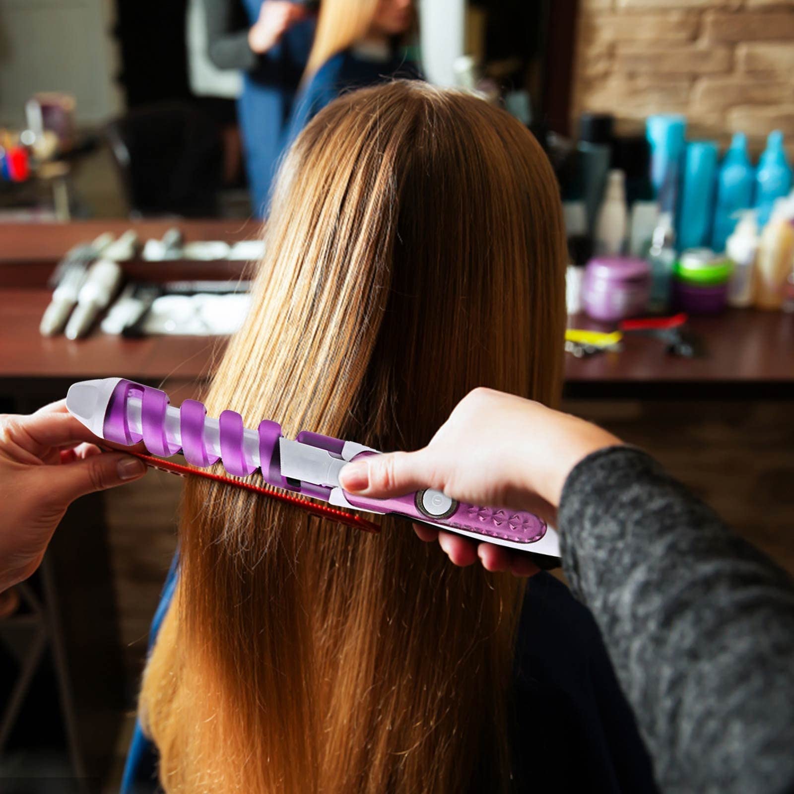 Professional Electric Hair Straightening Comb & Curling Iron - Portable Ceramic Curling Wand for Salon-Quality Spiral Curls at Home | Perfect for Styling, Travel & Everyday Use