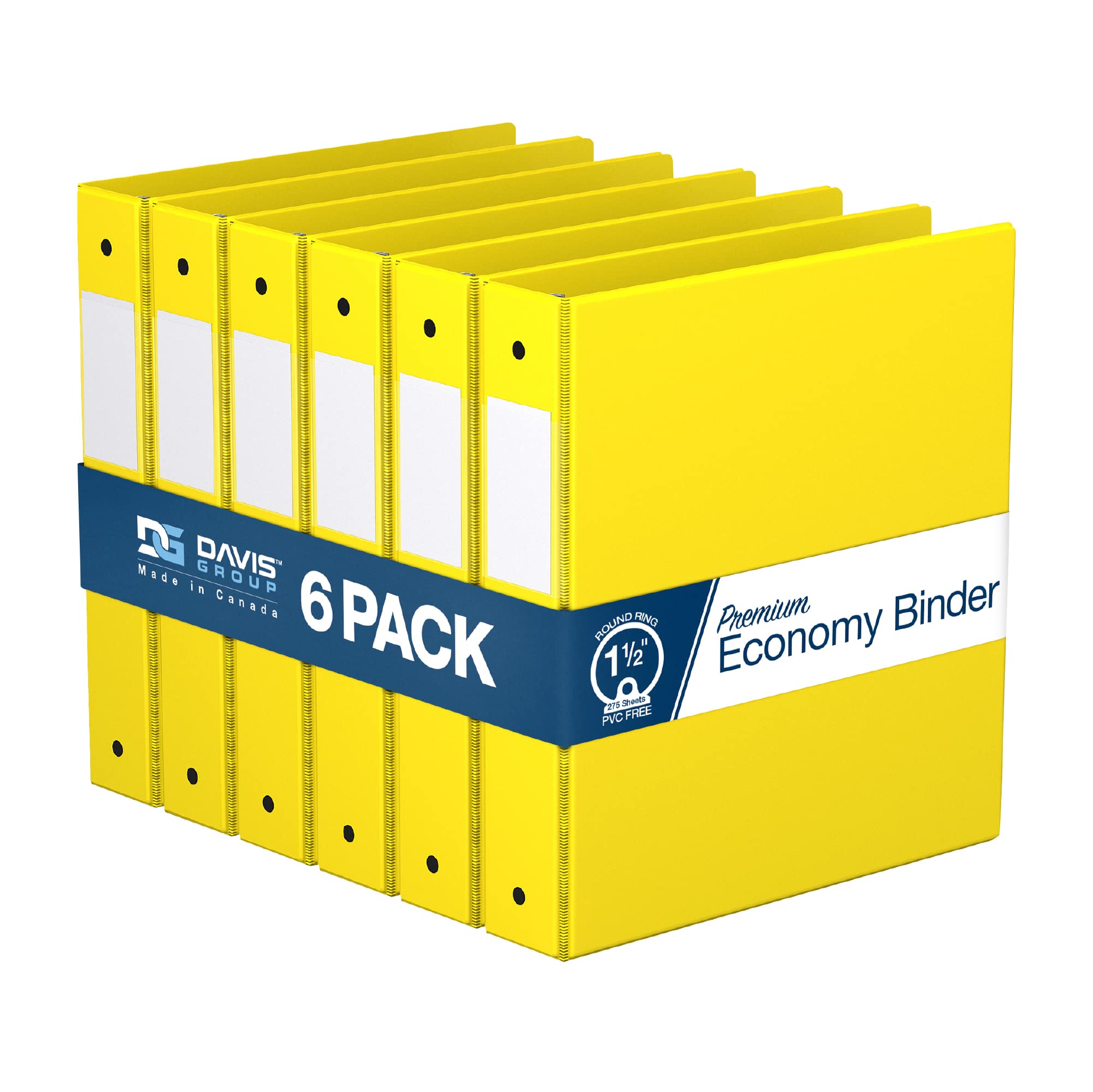 Premium 1.5-Inch 3-Ring Binders - 6-Pack Colored Round Ring Notebooks for School, Office & Home Organization | Durable Yellow Binders for Students, Teachers & Professionals