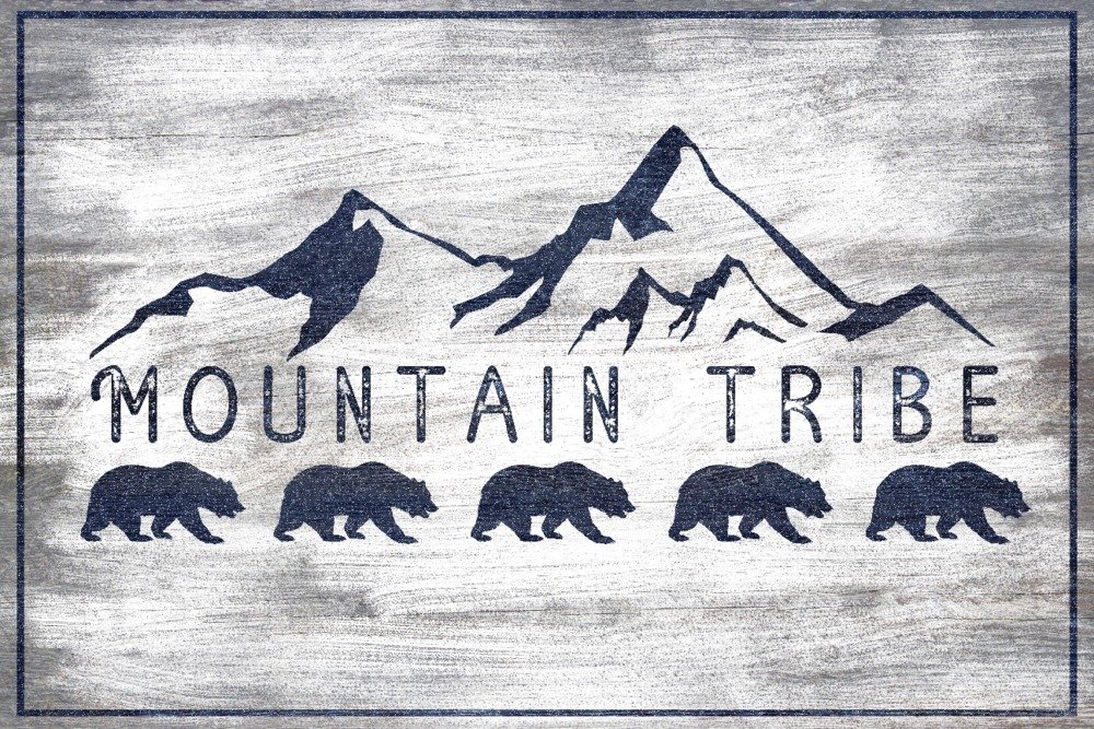 Grizzly Bear and Mountain Landscape Rustic Wall Art - 16x24 Wrapped Canvas Painting for Living Room, Cabin & Office Decor