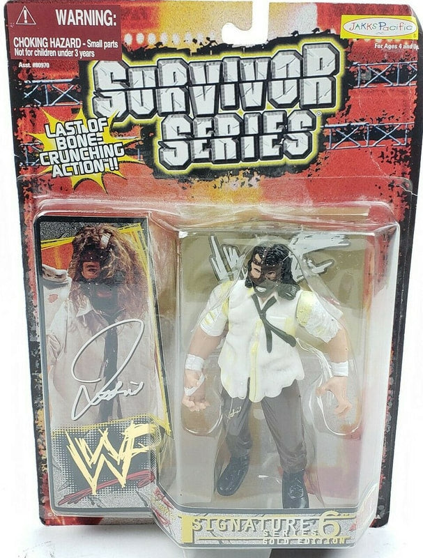 1999 WWF Jakks Pacific Signature Series 6 Gold Edition Mankind Action Figure - Collectible Wrestling Toy for Fans & Display - Perfect for WWE Memorabilia Collections & Nostalgic Gift Giving