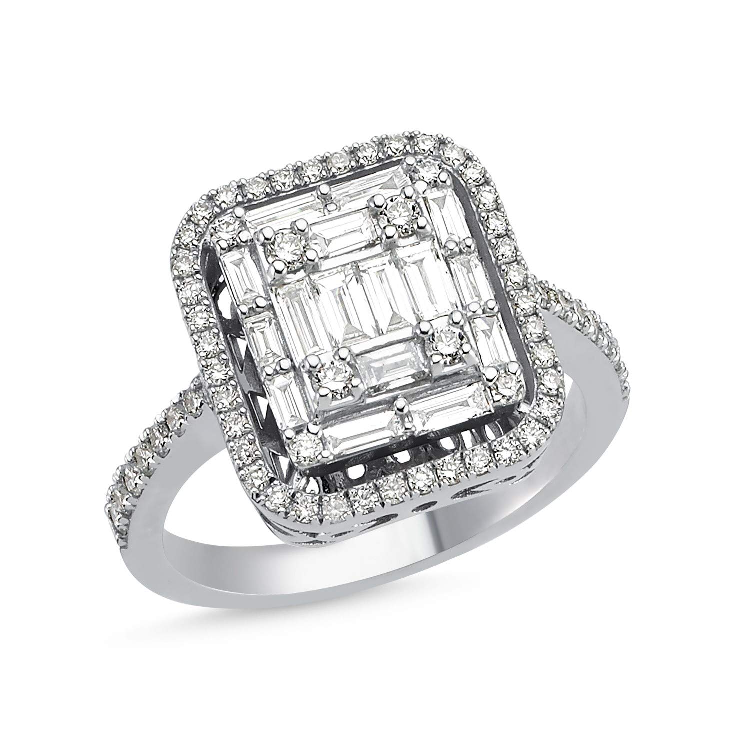 Royal Pendant Style Diamond Ring - 0.99 Carat F SI 14K White Gold Engagement Ring | Lux Collection by Aurora Diamond | Perfect for Weddings, Anniversaries & Special Occasions