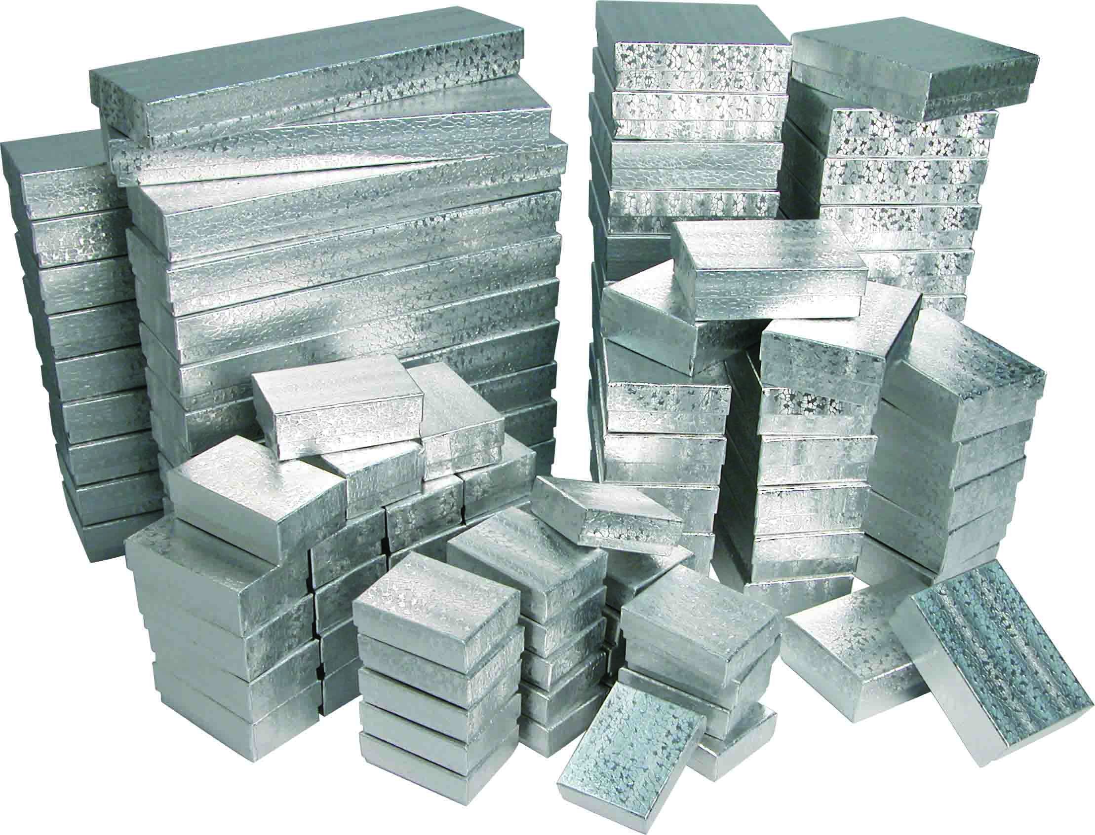 25-Pack Silver Textured Jewelry Gift Boxes 2.6x1.5x1 Inch for Rings & Earrings