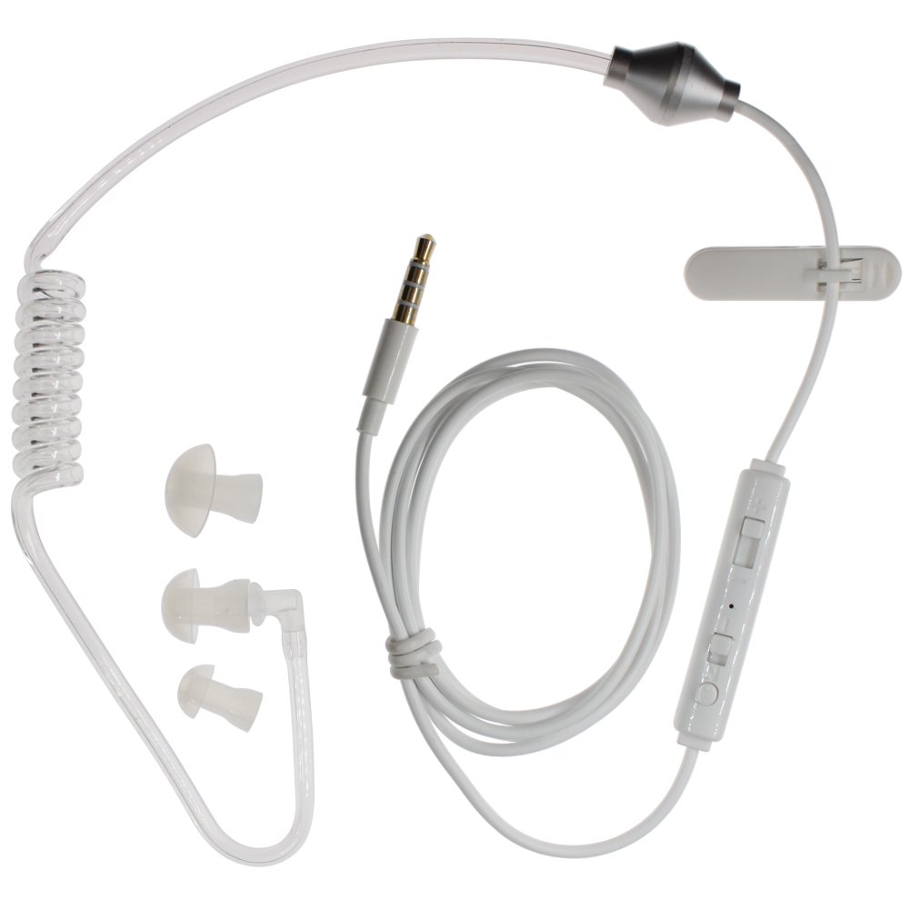 Anti-Radiation 3.5mm Wired Earpiece with Microphone & PTT Button - Compatible with iPhone 7 Plus/6/5/4 & Samsung Galaxy S6/S7/Note 2 (9500/9300) - Perfect for Call Centers, Security Guards & Hands-Free Communication