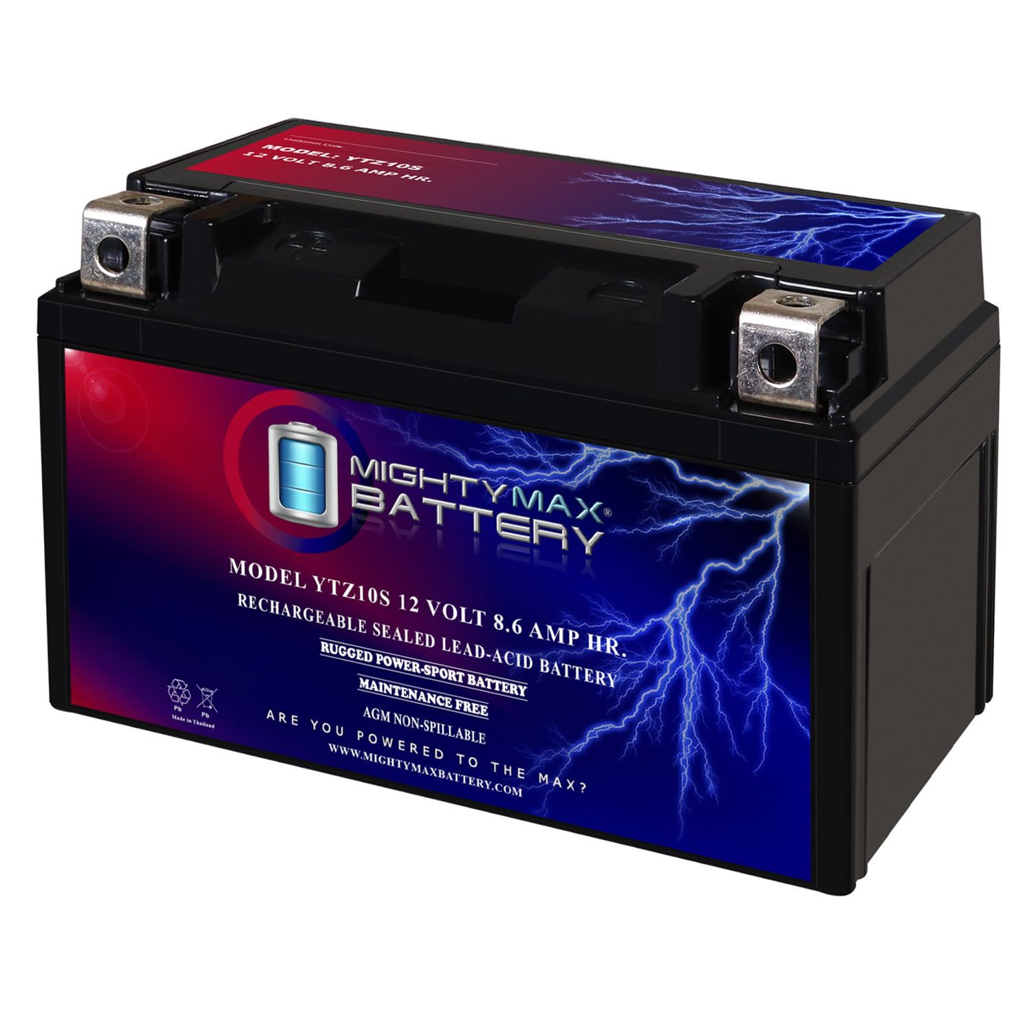 Mighty Max YTZ10S 12V 8.6AH Rechargeable Battery - Compatible with Yacht CT10S & Powersport Vehicles - Perfect for Marine, Motorcycle & ATV Applications