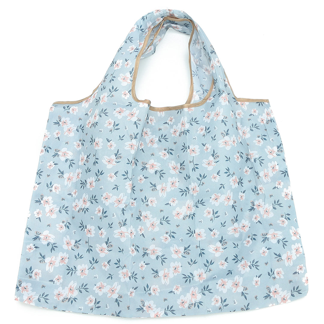 Jackie Lily Blue Foldable Bag - Compact & Stylish Reusable Shopping Tote for Travel, Groceries & Beach