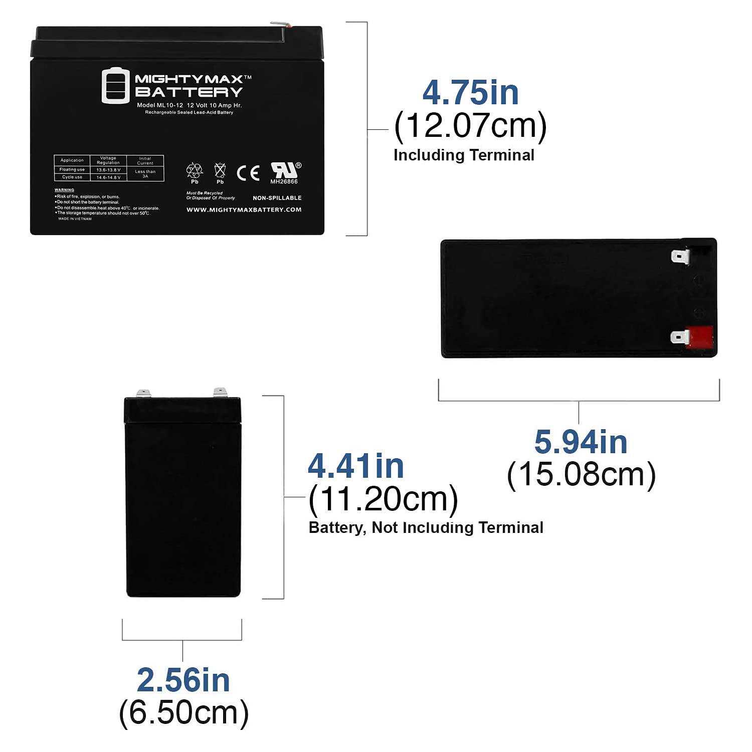 Mighty Max 12V 10AH SLA Replacement Battery for Sigma 4000 - 2 Pack - Perfect for Power Wheels, Scooters, and Emergency Backup Power