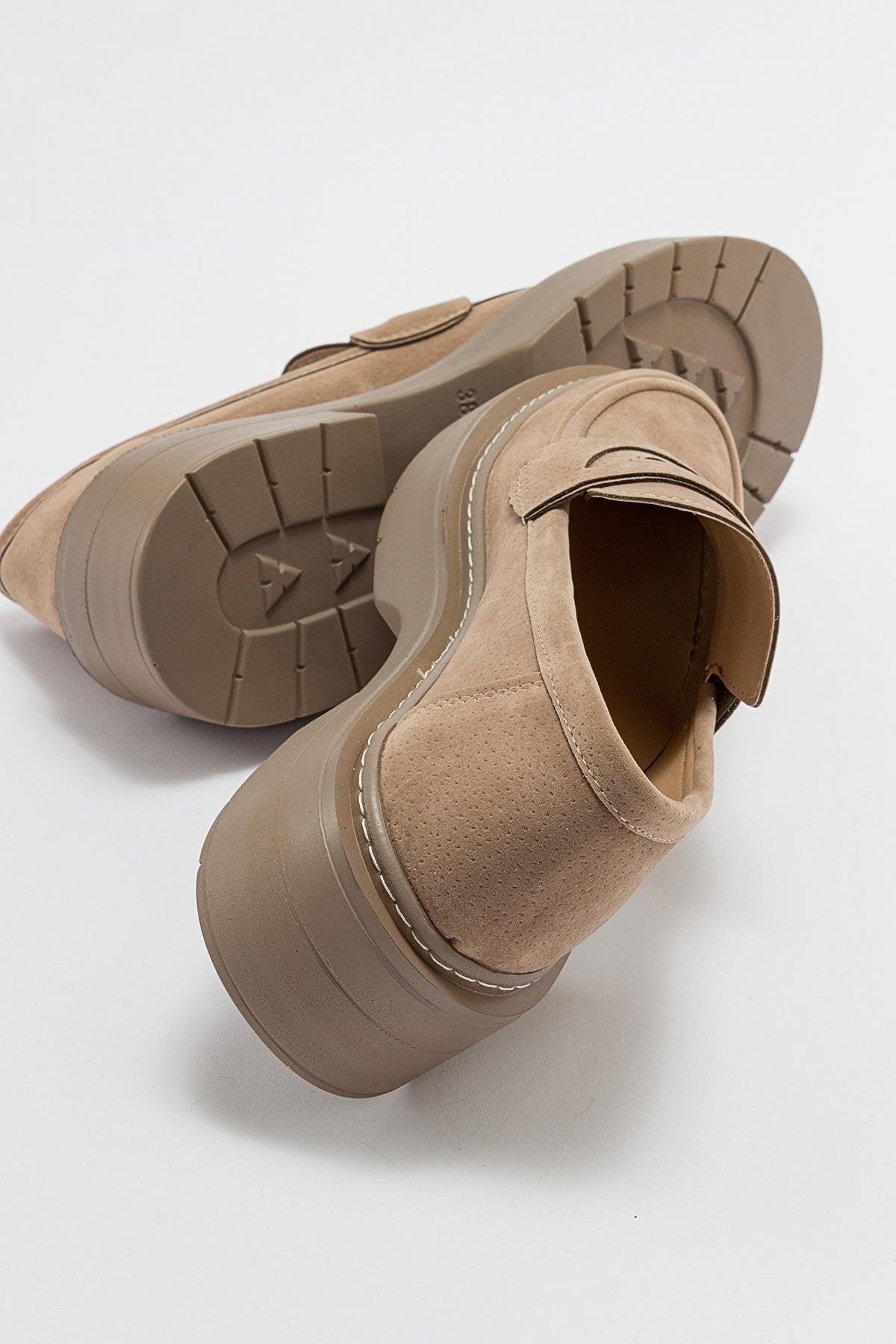 Josie Women's Beige Suede Loafers - Comfortable Slip-On Shoes for Casual Wear, Office & Travel