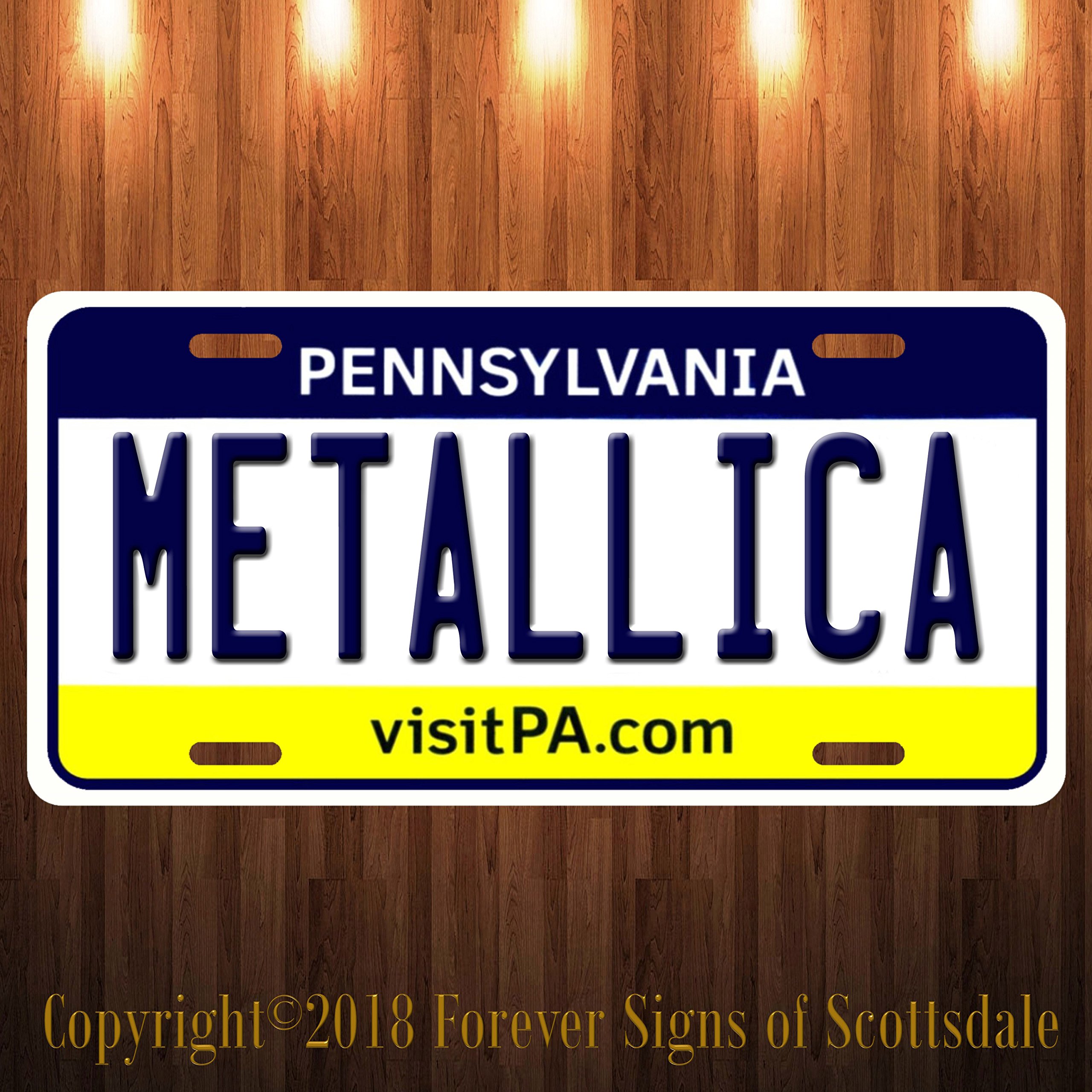 Metallica Heavy Metal Band Pennsylvania Aluminum Vanity License Plate - Forever Signs of Scottsdale - Perfect for Car Enthusiasts & Music Fans