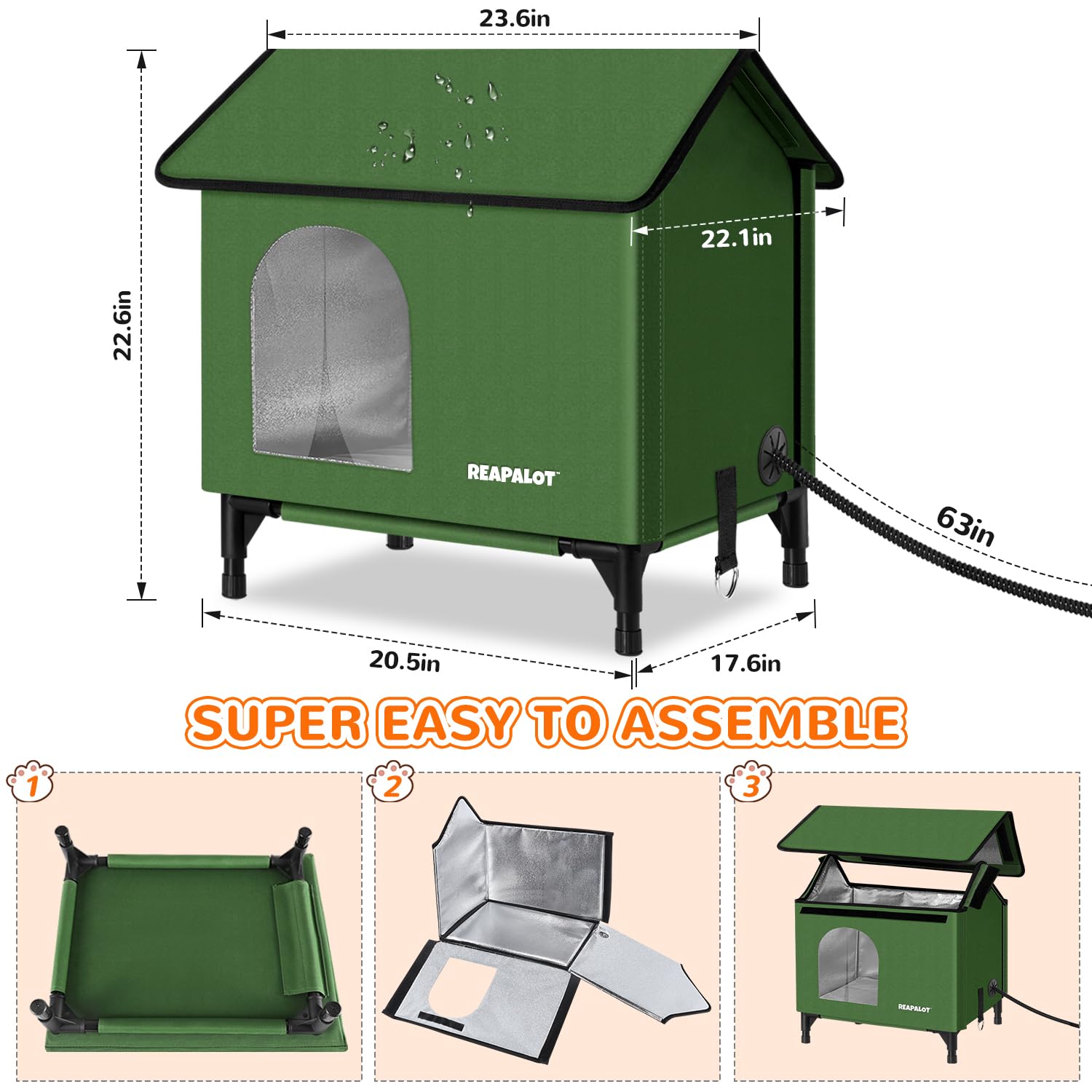 Large Heated Outdoor Cat House for Winter - Insulated Feral Cat Shelter with Heating Pad, Waterproof & Windproof Elevated Kitty House for Multiple Cats - Perfect for Backyards, Garages & Cold Weather Protection