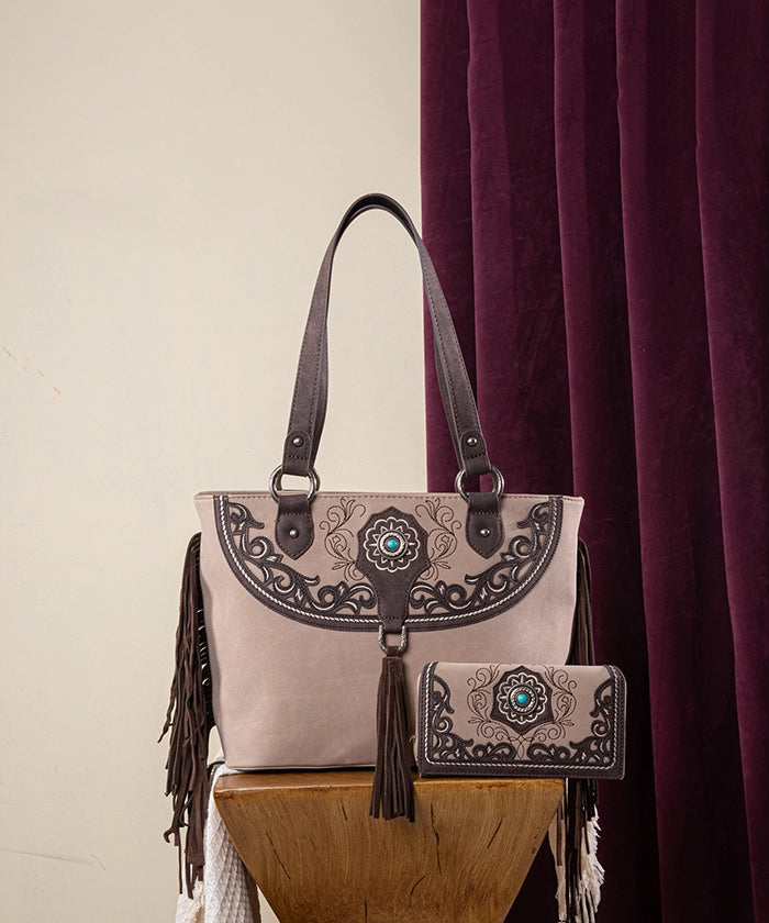 Montana West Cut Out Fringe Concealed Carry Tote Bag Set - Stylish & Functional Purse for Women, Perfect for Everyday Use, Travel, and Concealed Carry