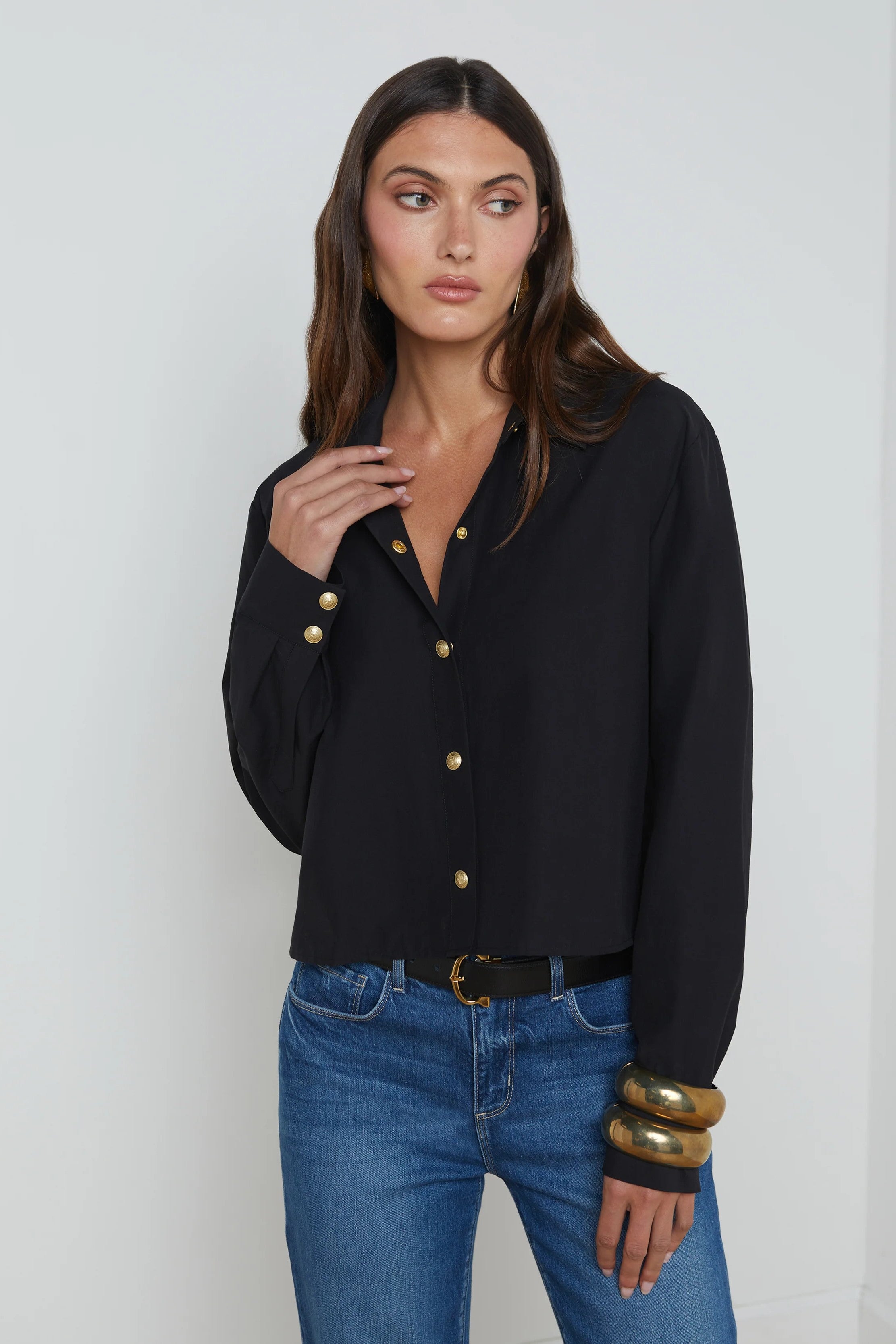 L'Agence Cossette Women's Button Down Shirt - Classic Long Sleeve Blouse for Work, Office & Casual Wear | Stylish & Comfortable Top for Everyday Outfits
