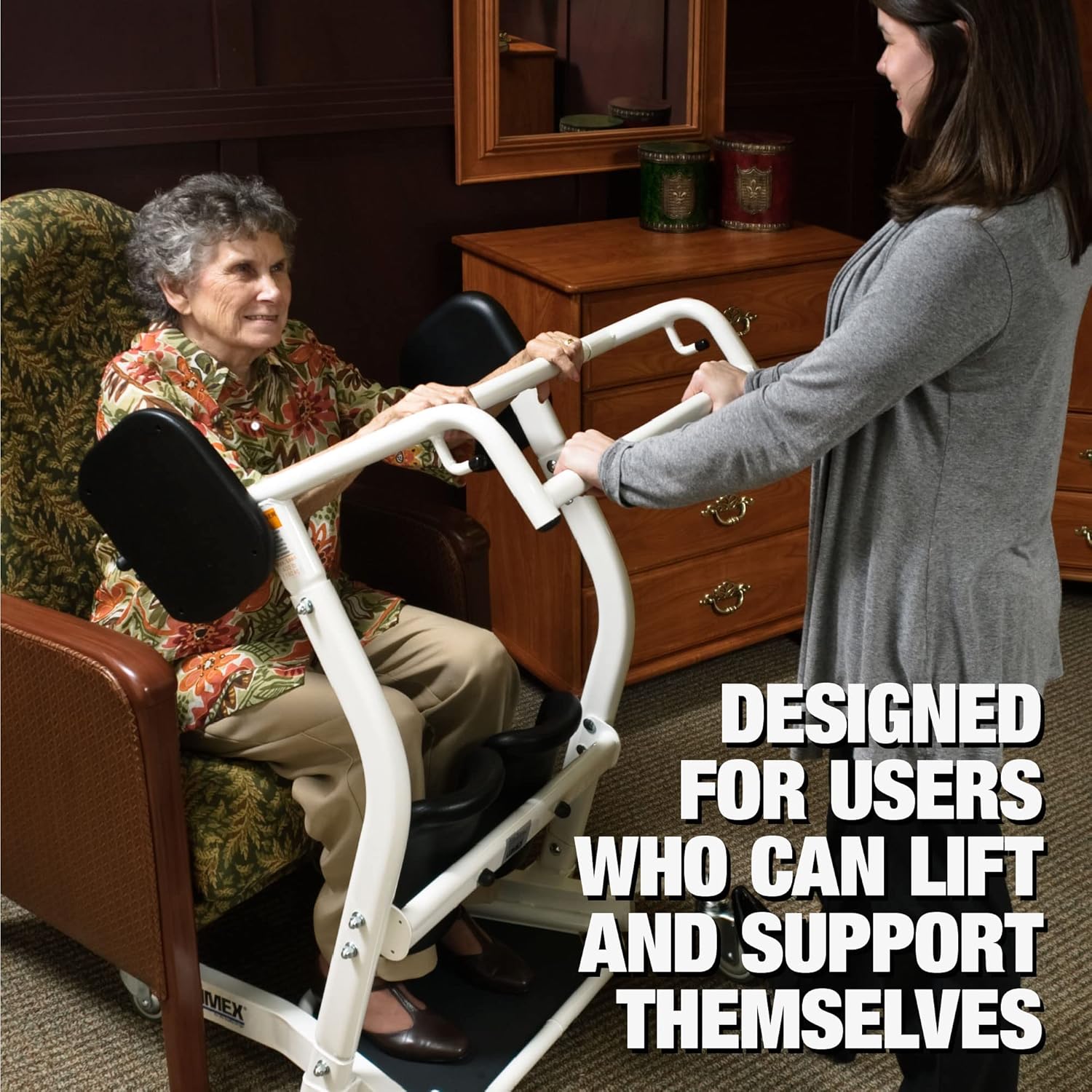 Lumex Stand Assist Patient Lift LF1600 - Safe Sit to Stand Transfer Aid for Elderly & Disabled - Home & Hospital Mobility Equipment for Easy Transport & Caregiving