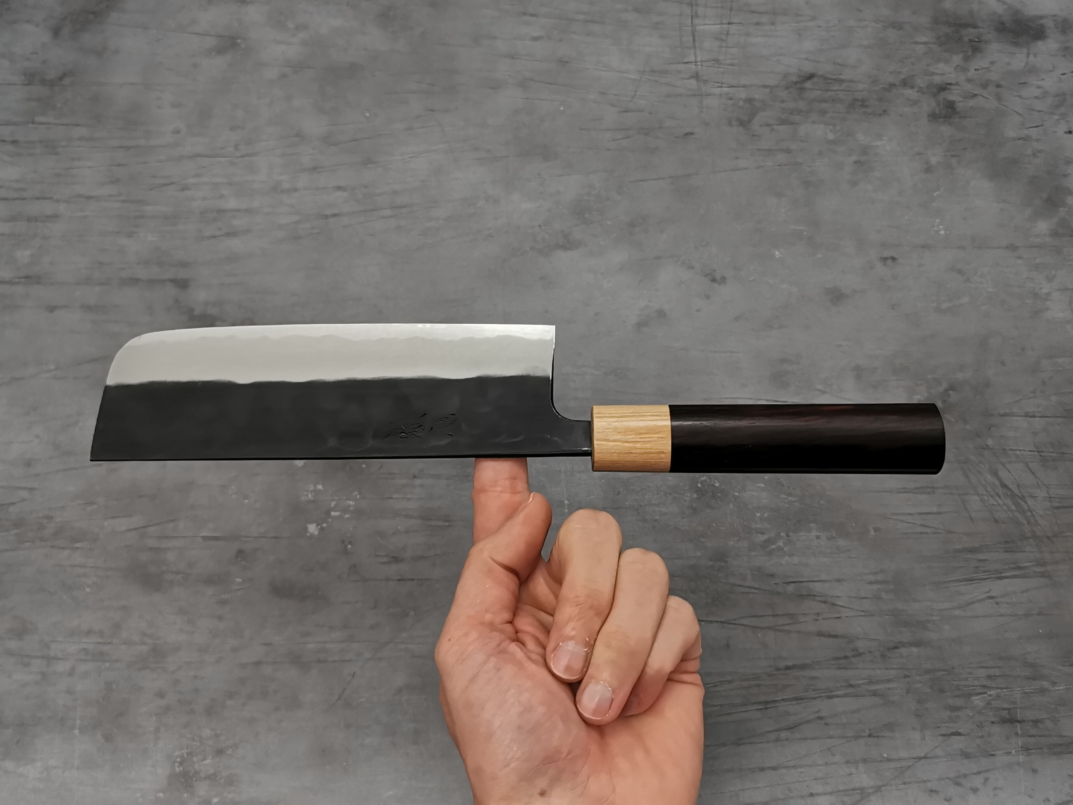 Premium Nakamura Hamono Kaishin White #2 Kurouchi Nakiri Knife - Japanese Vegetable Cleaver for Professional Chefs & Home Cooking - Perfect for Slicing, Dicing & Chopping Vegetables