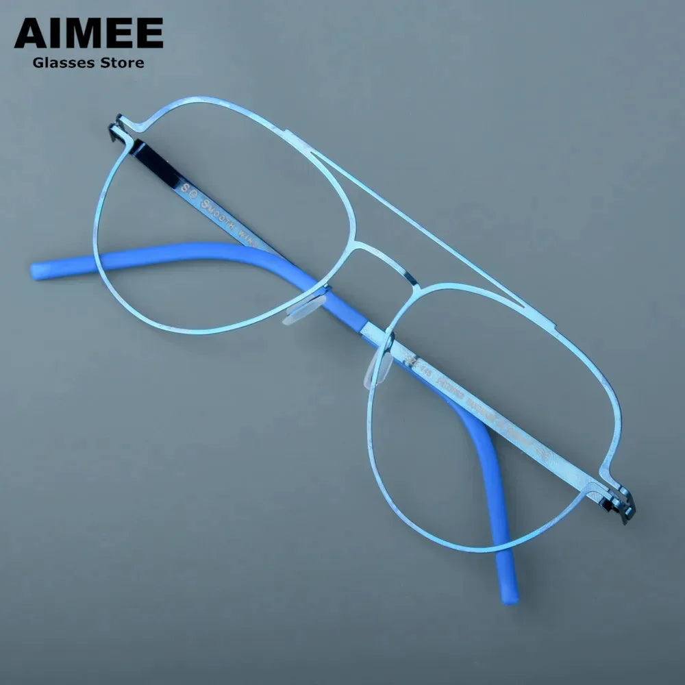 Aimee Unisex Full Rim Round Double Bridge Steel Eyeglasses 14657 | Stylish Lightweight Metal Frame Glasses for Men & Women | Perfect for Reading, Work, and Everyday Fashion