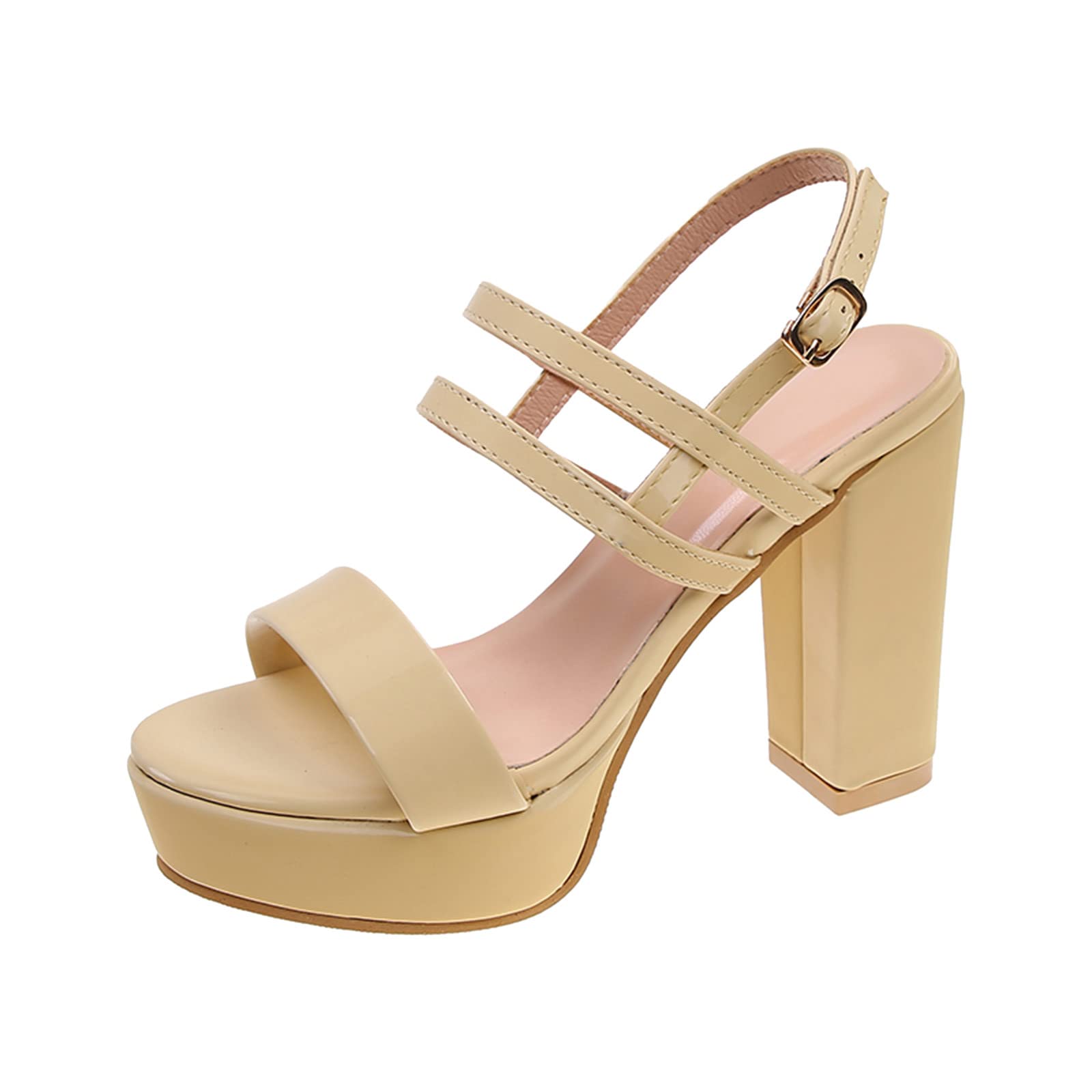 DNYELQ Women's Platform Sandals - Chunky High Heel Summer Fashion Sandals for Ladies | Perfect for Beach, Casual Outings & Sporty Looks