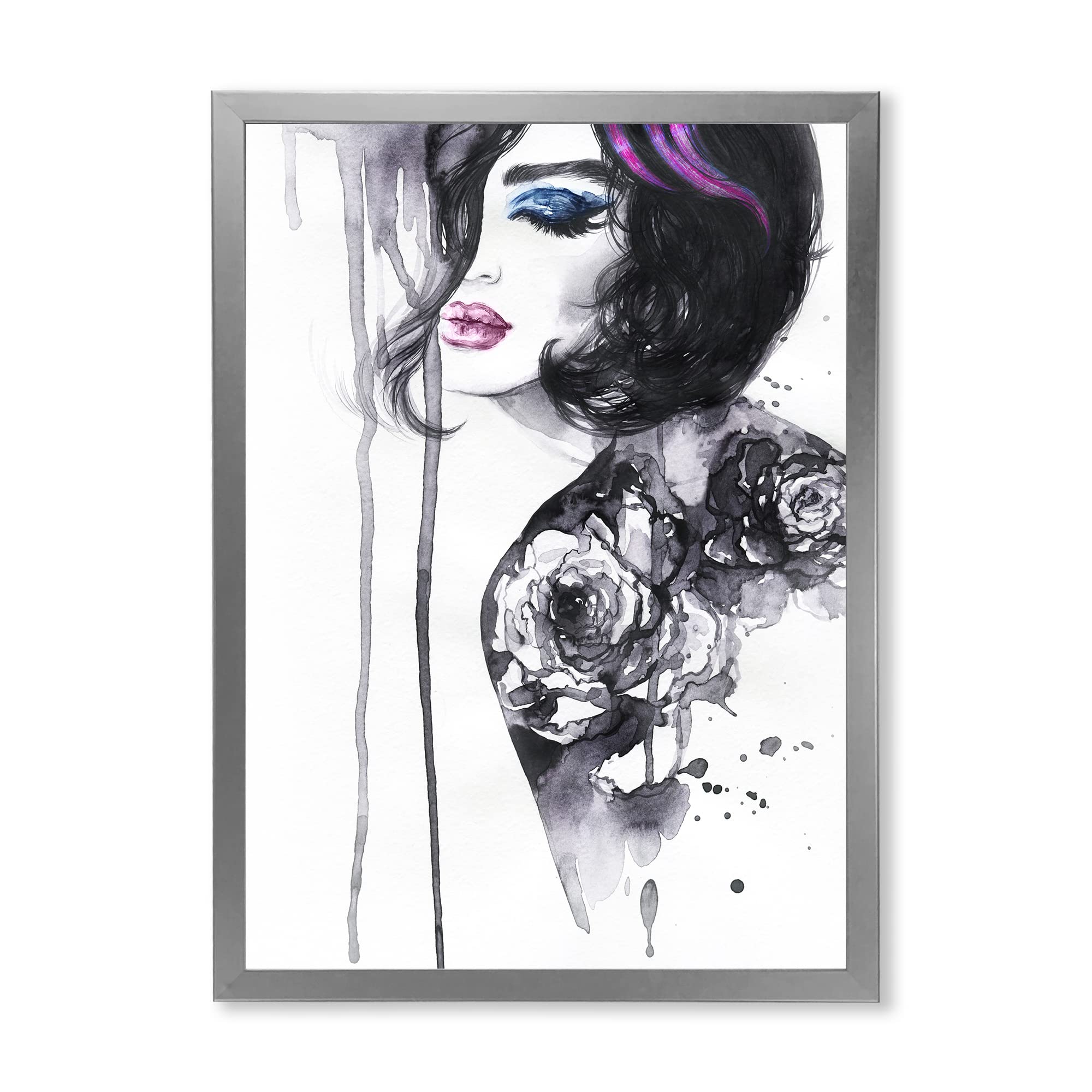 DesignQ Modern Framed Wall Art - Elegant Female Portrait Painting for Living Room, Bedroom & Office Decor | Handmade Canvas Artwork | Home & Interior Design Gift Idea