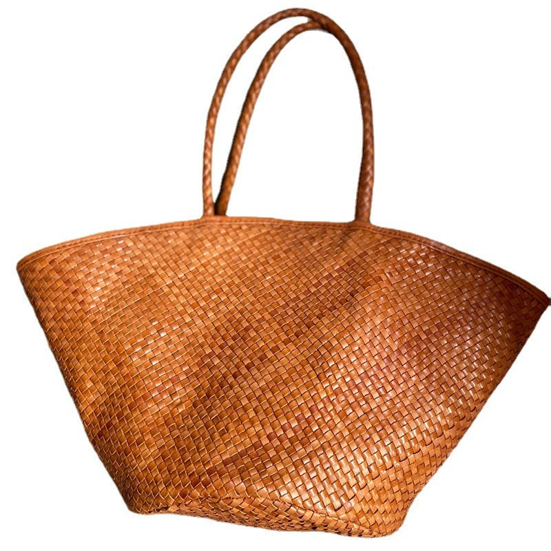 Premium Genuine Leather Large Capacity Tote Bag - Handcrafted Cowhide Shoulder Bag for Women | Perfect for Work, Travel & Everyday Use