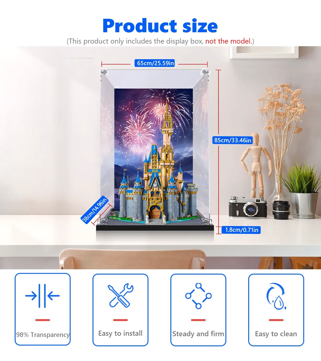 LEGO® Disney Mickey and Friends Disney Castle 43222 Display Case - Premium Acrylic Protector for Collectible Building Sets - Perfect for Showcase, Dust Protection & Home Decor