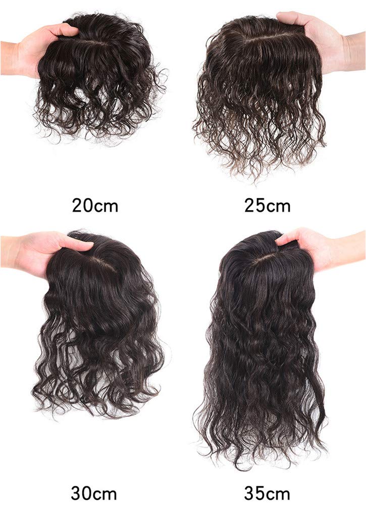 RemeeHi Remy Human Hair Clip-In Hair Topper for Thinning Hair - Handmade 7x10 Dark Brown Toupee (25cm) - Natural Curl Hairpiece for Women - Perfect for Daily Wear, Parties & Special Occasions