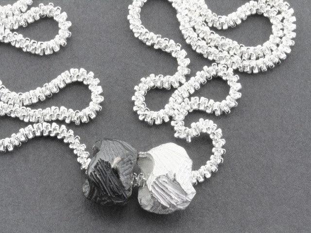 Elegant Faceted Pendant Necklace - Sterling Silver & Oxidized Silver on 55cm Chain for Women, Perfect for Parties, Weddings & Everyday Wear