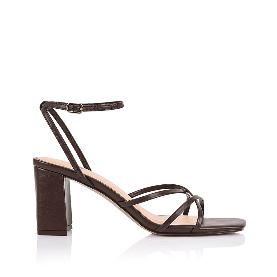 Nakita Women's Block Heel Sandals - Comfortable Chunky Heel Open Toe Shoes in Chocolate Brown | Perfect for Summer, Weddings & Office Wear