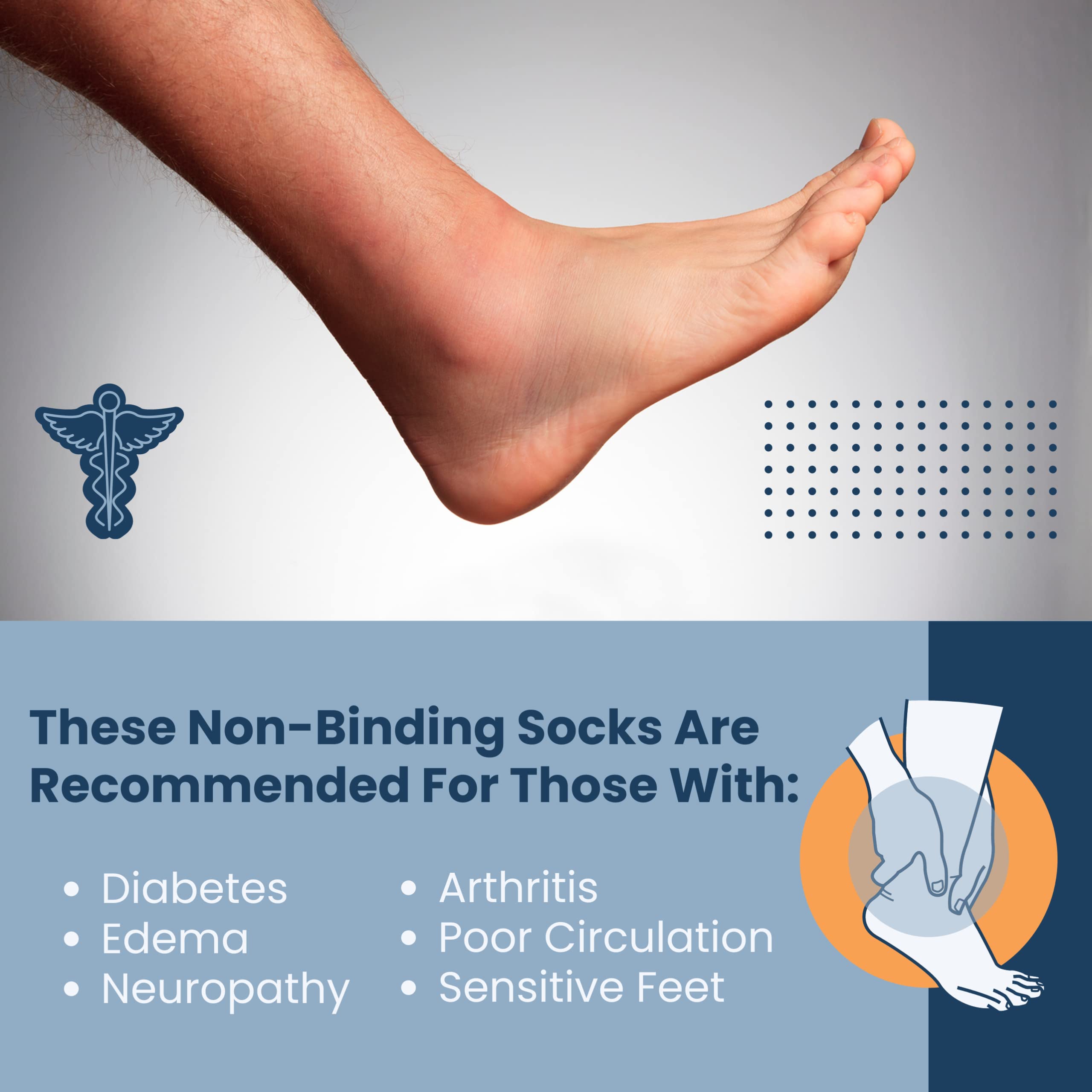 12 Pairs Cotton Diabetic Socks for Men & Women - Non-Binding Extra Wide Top Neuropathy Crew Socks - Comfortable & Breathable for Diabetes, Swelling & Circulation - Ideal for Daily Wear, Work & Travel