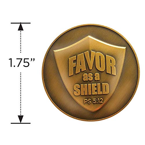 Bulk Pack of 10 Antique Gold Christian Prayer Tokens - Religious Pocket Coins with Psalm 5:12, Inspirational Faith Gifts for Church, Bible Study & Daily Encouragement