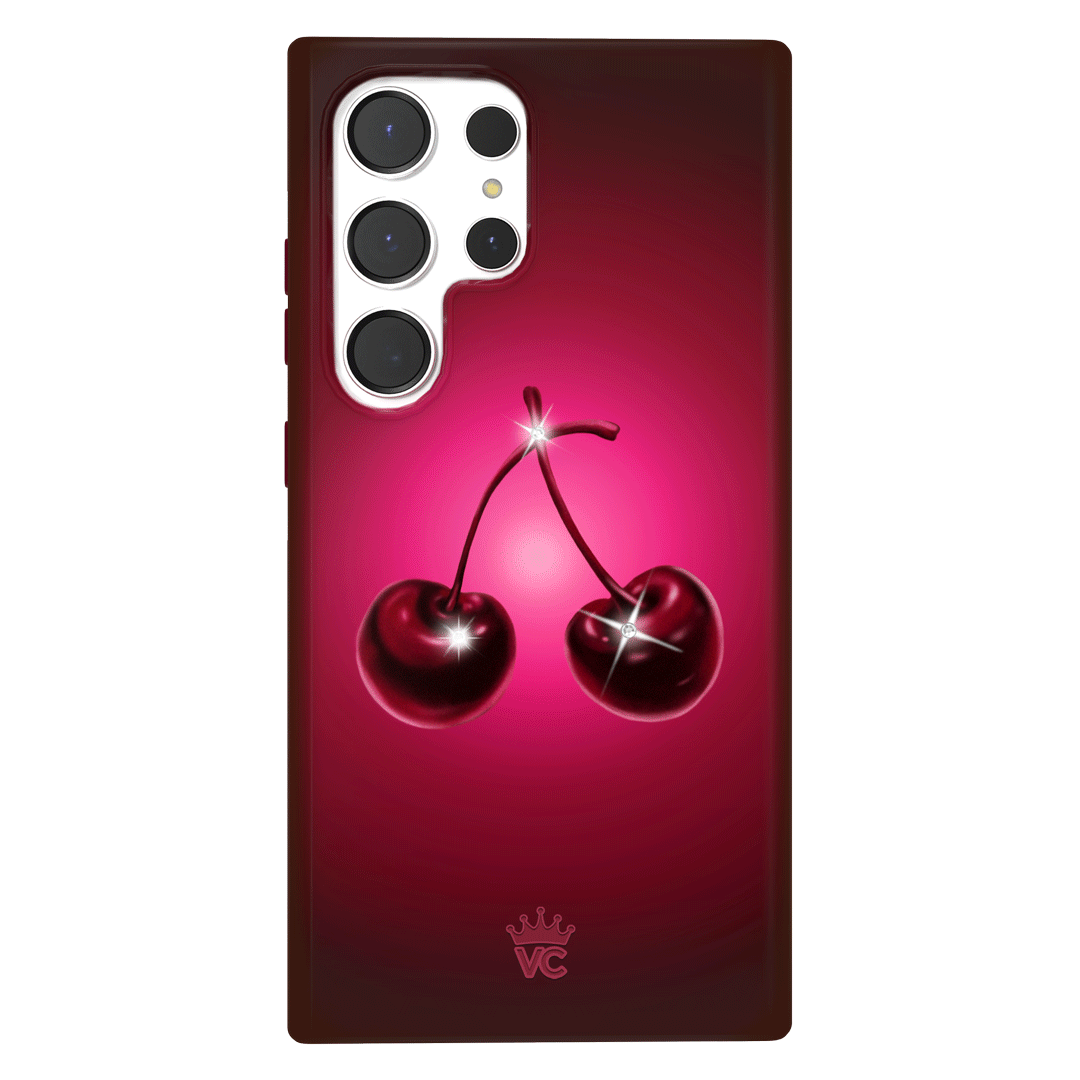 Samsung Phone Case with Black Cherry Crystal Design - Stylish & Protective Cover for Galaxy S21/S22/Note 20 - Perfect for Everyday Use, Work & Travel