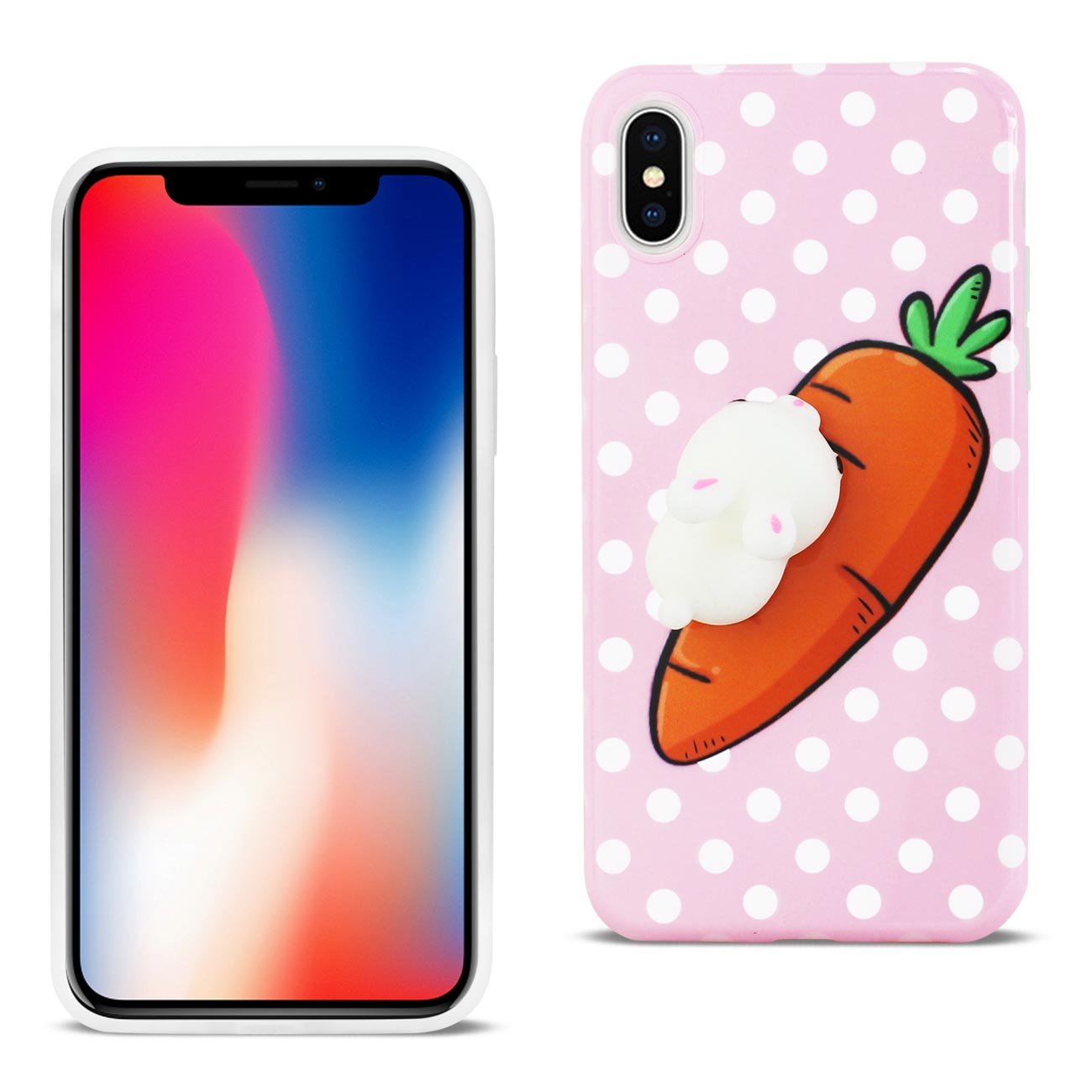 Premium iPhone X/Xs TPU Case with 3D Soft Silicone Squishy Rabbit Design - Shockproof Protective Cover for Daily Use, Work & Travel