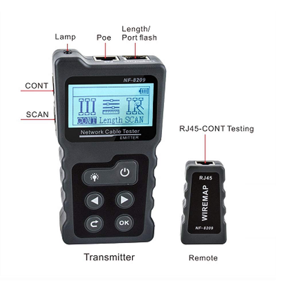 ViaGasaFamido NF-8209 Professional Network Cable Tester Kit - Wire Tracker, LAN Cable Finder & Industrial Sensor for Ethernet, RJ45, Cat5/6/7 Cable Testing - Perfect for IT Technicians, Network Installations & Home Office Setup