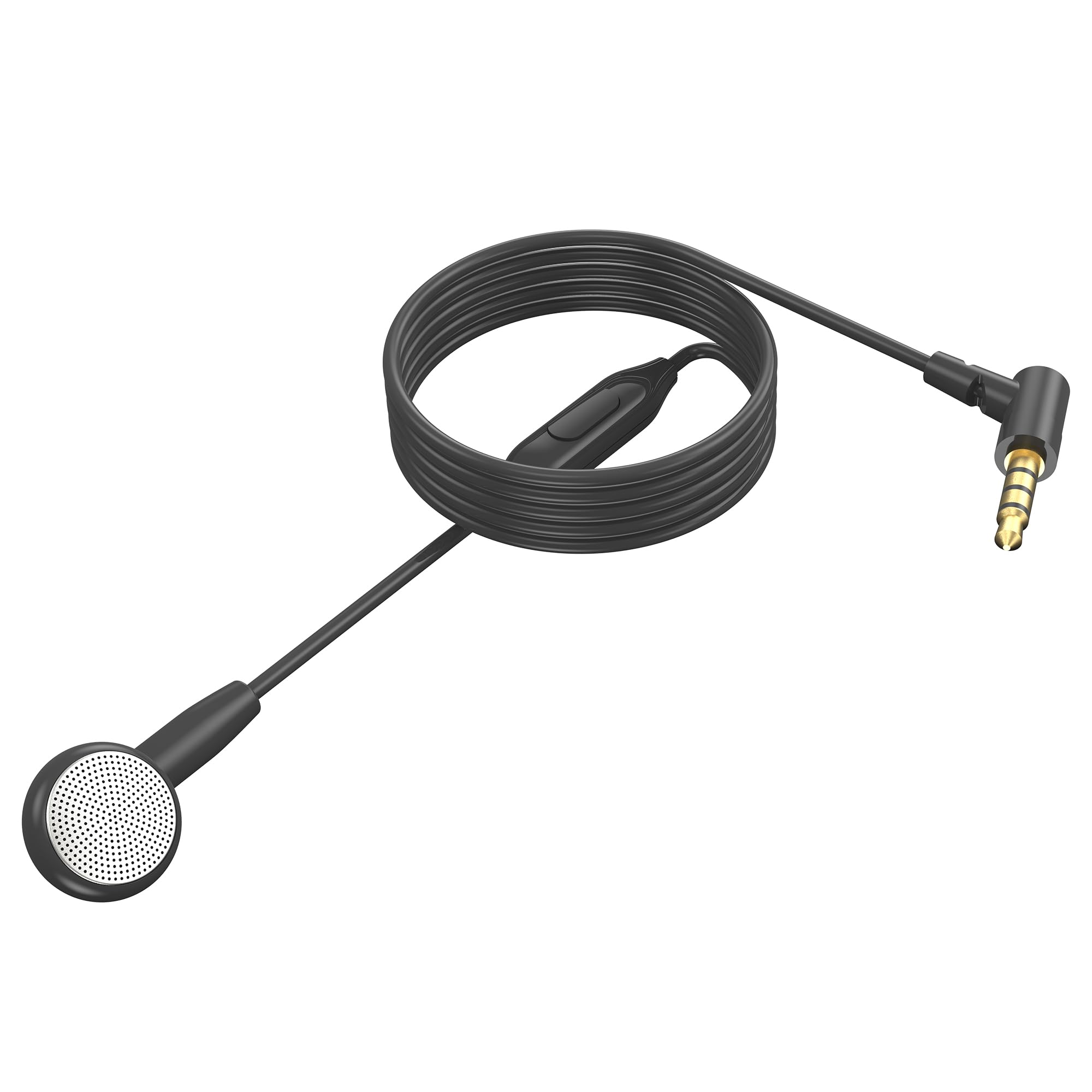 Single-Sided Headset with Microphone - Noise Cancelling Earphone with Call/Music Controls for Driving, Meetings & Online Classes - 3.5mm Wired Headphones Compatible with PC, Laptop, Smartphone (120cm Cable) - Perfect for Remote Work, Gaming & Customer Service