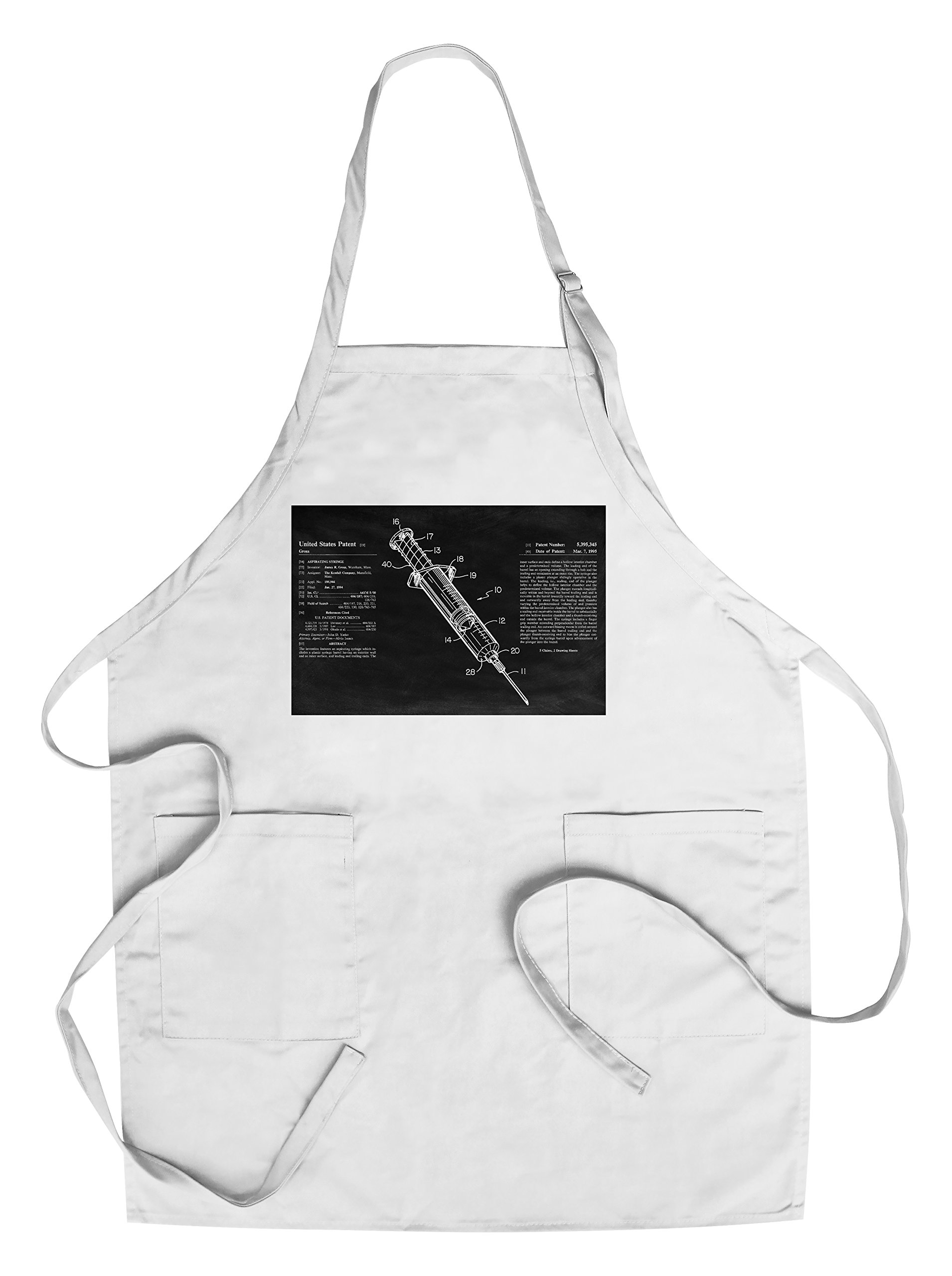 Blackboard Patent Syringe - Cotton Canvas Apron for Kitchen Cooking, Baking & Grilling - Unisex with Pockets - Perfect for Chefs, BBQ Enthusiasts & Home Cooks