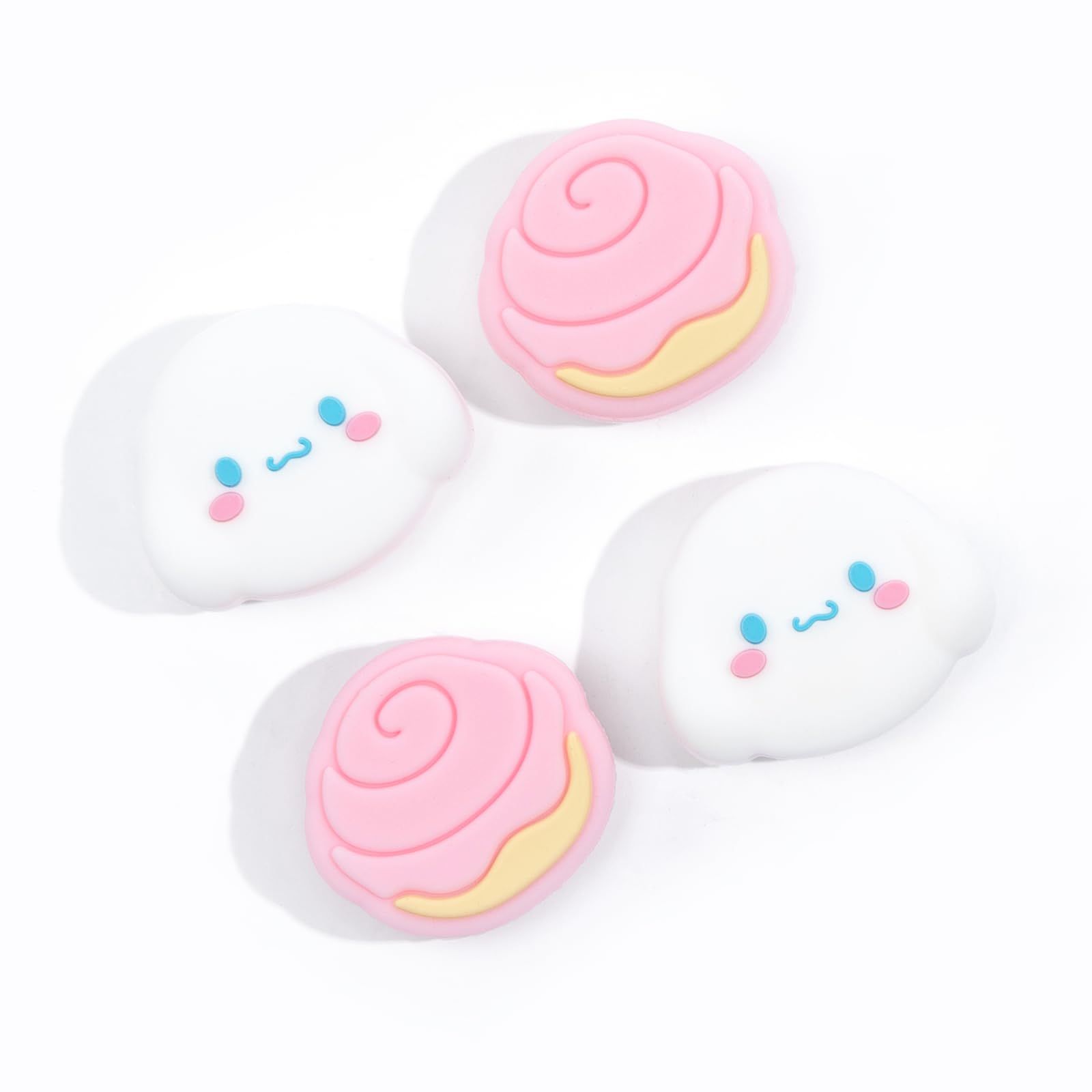 Cute Pocket Monsters Joycon Thumb Grip Caps - Soft Silicone Joystick Cover for Nintendo Switch/OLED/Lite Controller - 4PCS (Cupcakes & Cinnamon Roll Dog) - Perfect for Gaming Comfort and Controller Protection