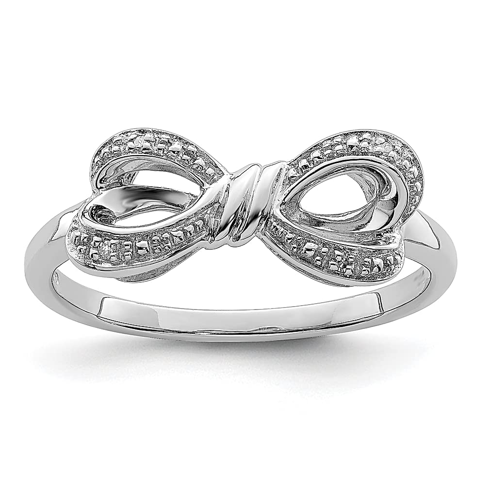 925 Sterling Silver Diamond Bow Band Ring for Women - Elegant Fine Jewelry Gift for Her, Perfect for Anniversaries, Birthdays & Special Occasions